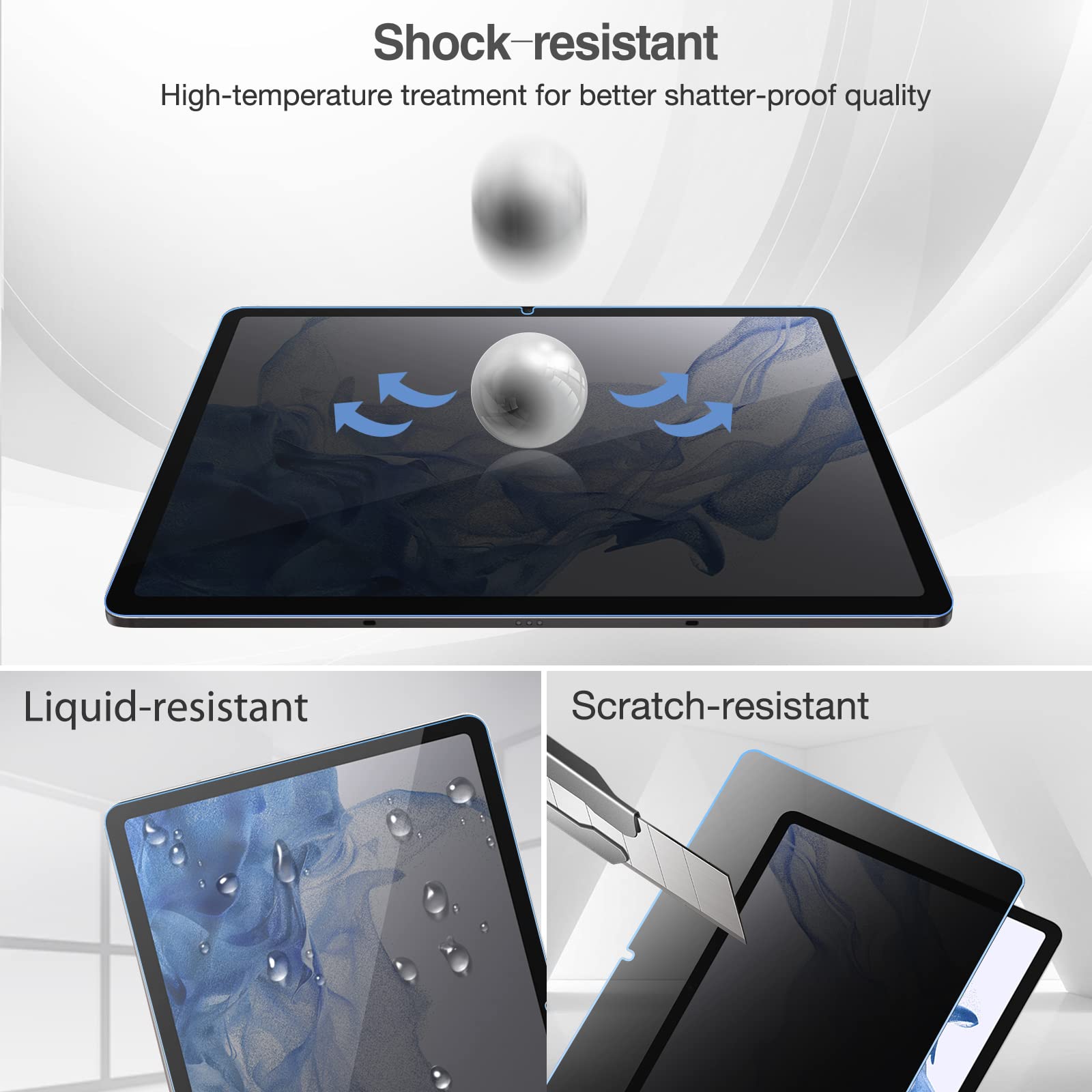 Procase Privacy Screen Protector For Galaxy Tab S9 Fe 10.9/ Tab S9 11 2023/ Galaxy Tab S8 2022/ Galaxy Tab S7 2020, Anti-Spy Tem