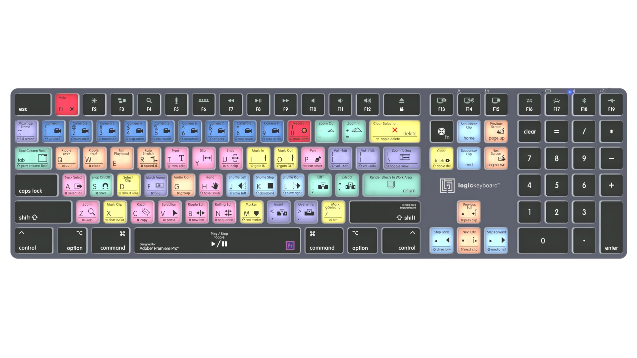 Logickeyboard Titan Wireless Backlit Keyboard for Adobe Premiere Pro  Mac