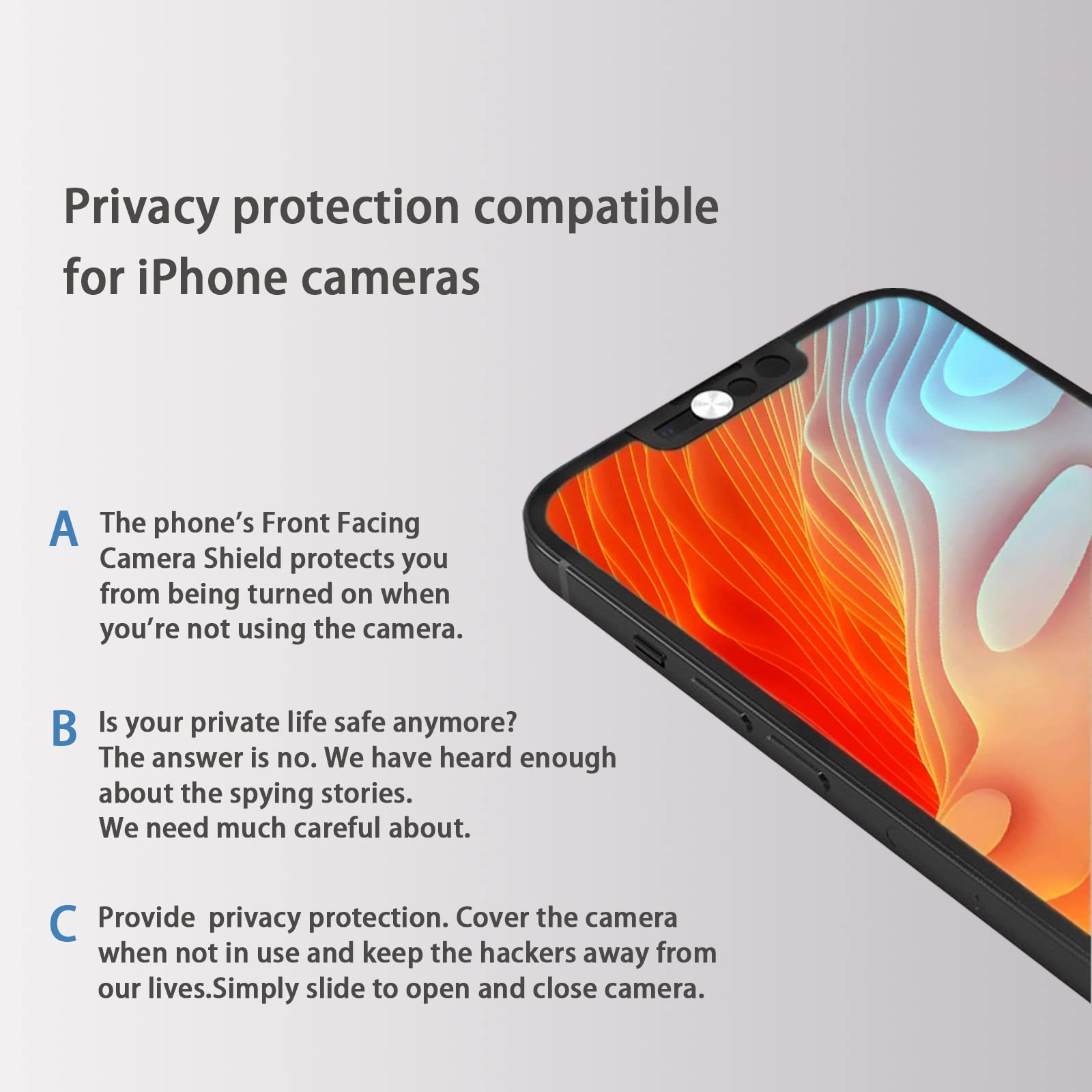 Eysoft Webcam Cover,Front Camera Cover Compatible For Iphone 13,Iphone 13 Mini,Iphone 13 Pro,Iphone 13 Pro Max,Protect Privacy A