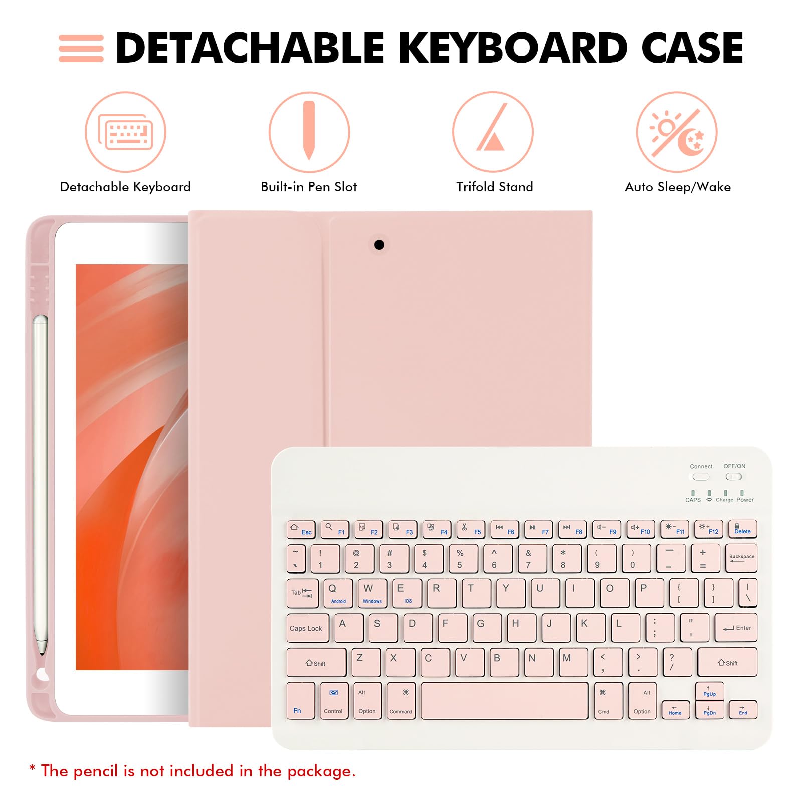 Lama Keyboard Case For 10.2 Inch Ipad, Wireless Case With Keyboard With Pencil Holder For Ipad 10.2&10.5 Inch(9Th 2021/8Th 2020/