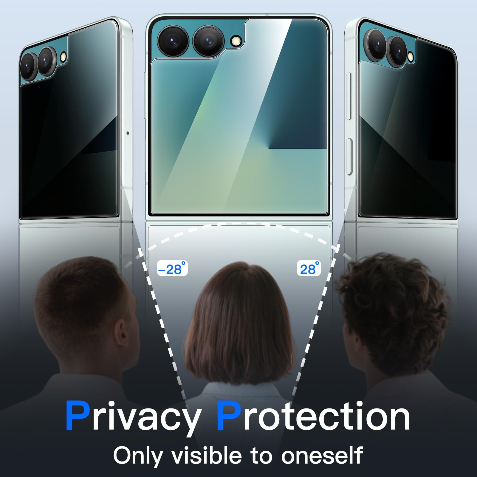 Jetech Front Privacy Screen Protector For Samsung Galaxy Z Flip 7 2025, Anti-Spy Tempered Glass Film With Easy Installation Tool
