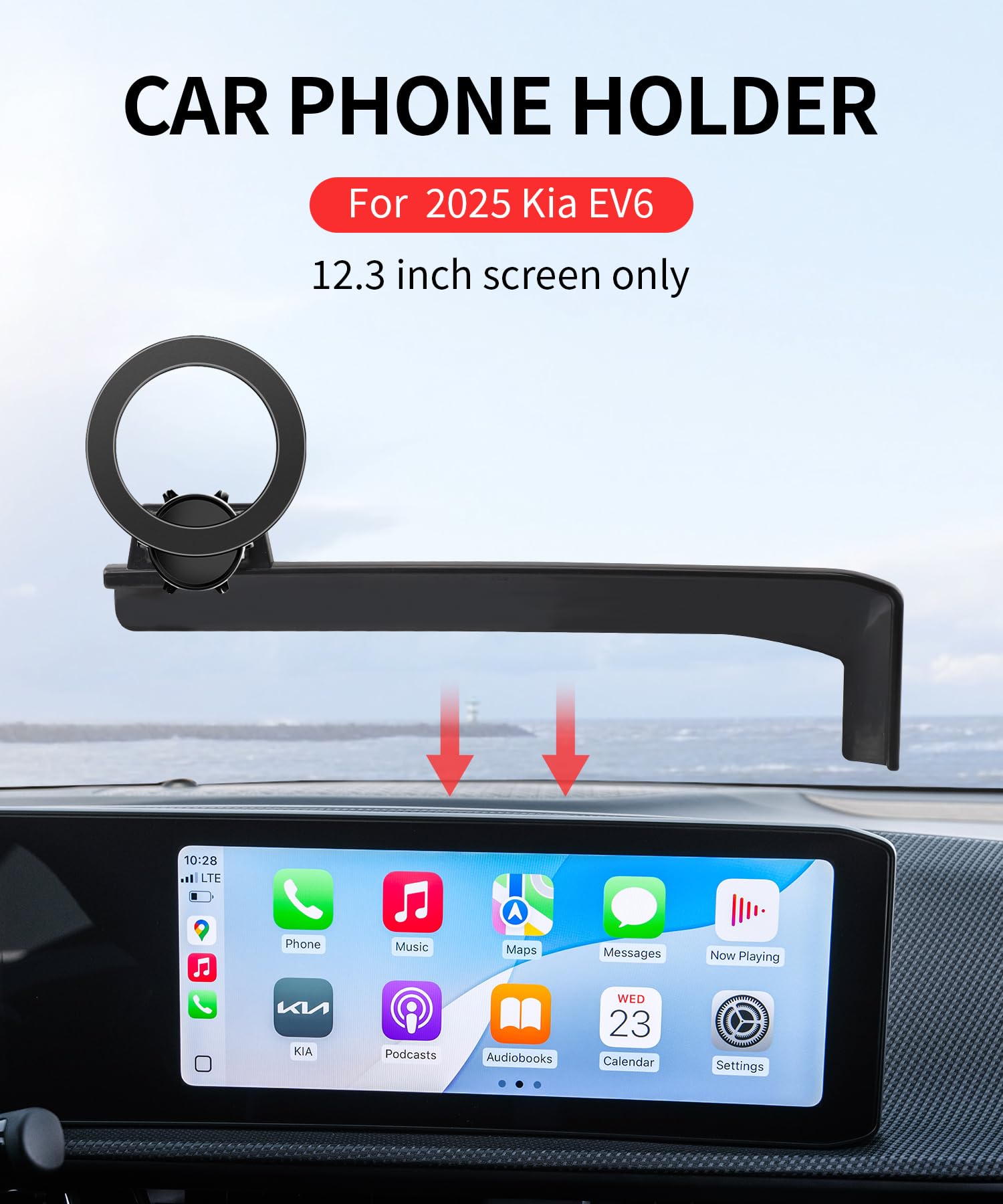 Maserweller Car Phone Holder For 2025 Kia Ev6 Accessories 12.3-Inch Screen Fixed Clip, 360 Rotation Phone Mount Compatible With