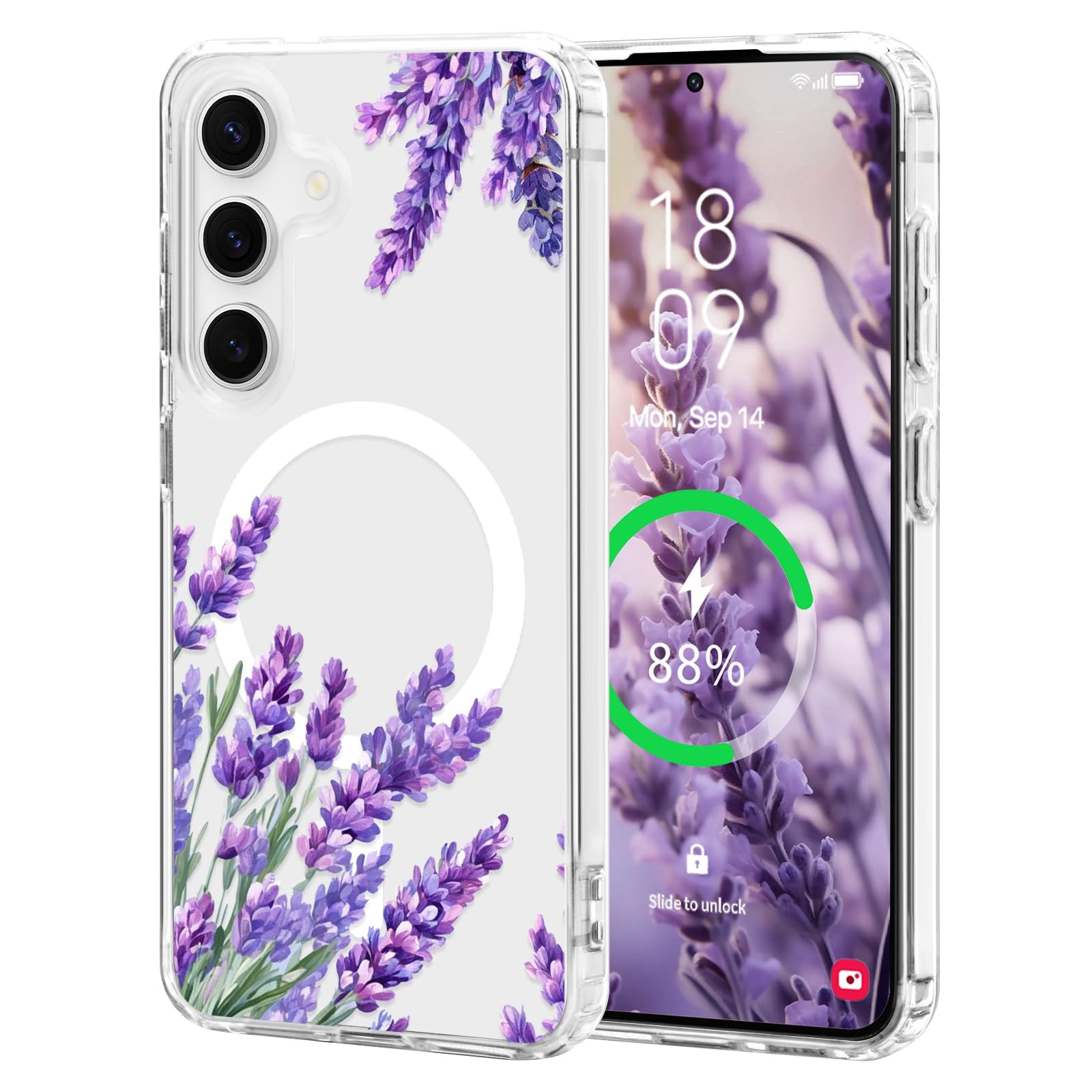 L-FADNUT for Samsung Galaxy S25 Plus/S24 Plus Case [Compatible with Magsafe], Cute Flower Girls Women Clear Case Silicone Shockp