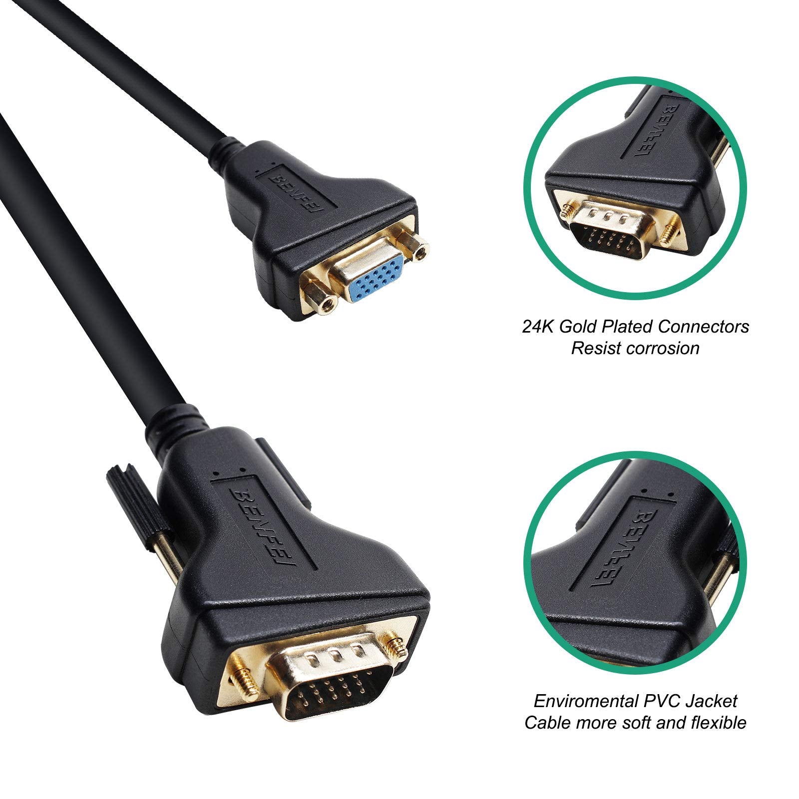 Benfei Vga Extension Cable, Vga Male To Female Cable,Vga To Vga Cable 3 Meter
