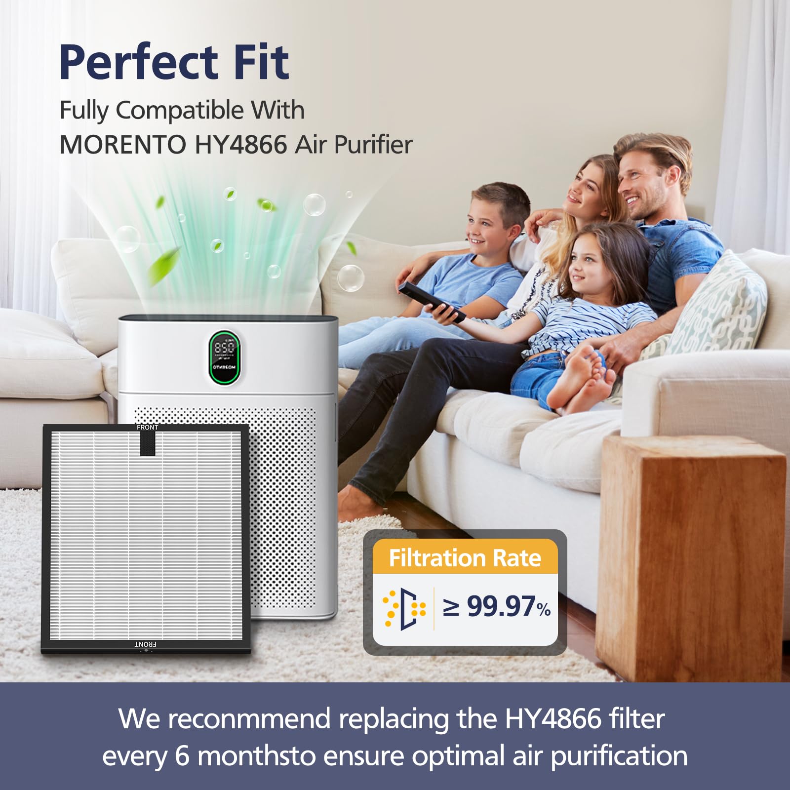 Hy4866 Filters Compatible With Morento Hy4866, Westhey Hy4866, Yiou M1 Air Purifi Er, 3 In 1 H13 Ture Hepa Replacement Filters (