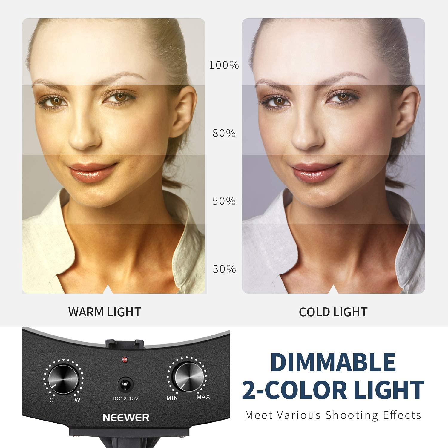 Neewer 20 Inch Led Ring Light Kit For Makeup Youtube Video Blogger Salon   Adjustable Color Temperature With Battery Or Dc Power