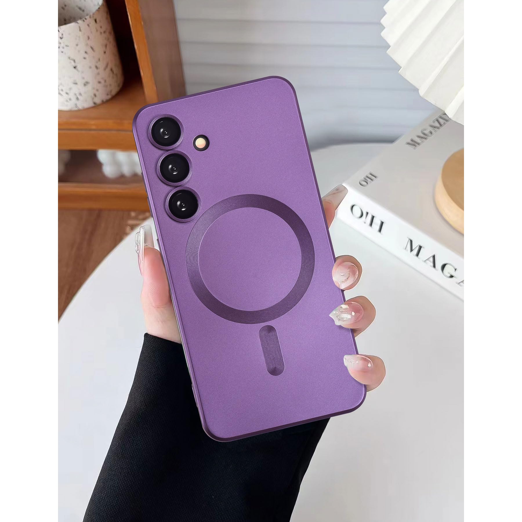 Yetagso Magnetic For Samsung Galaxy S24 Case,Soft Silicone Samsung Galaxy S24 Phone Case With Camera Protection,Slim Fit Anti Sc