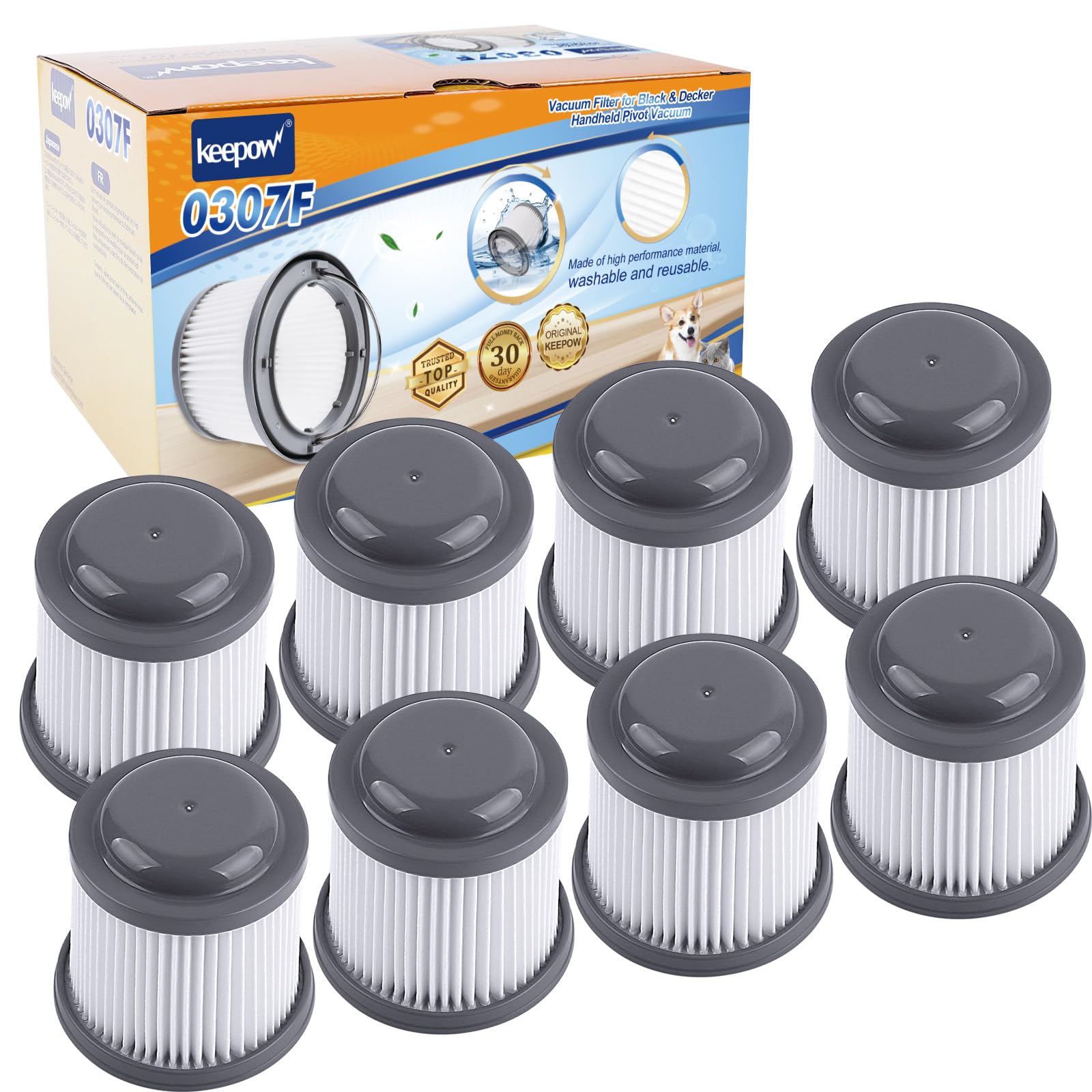 Keepow Pvf110 Replacement Filters For Black & Decker Bdh2000Pl Pivot Vacuum (8 Pack)
