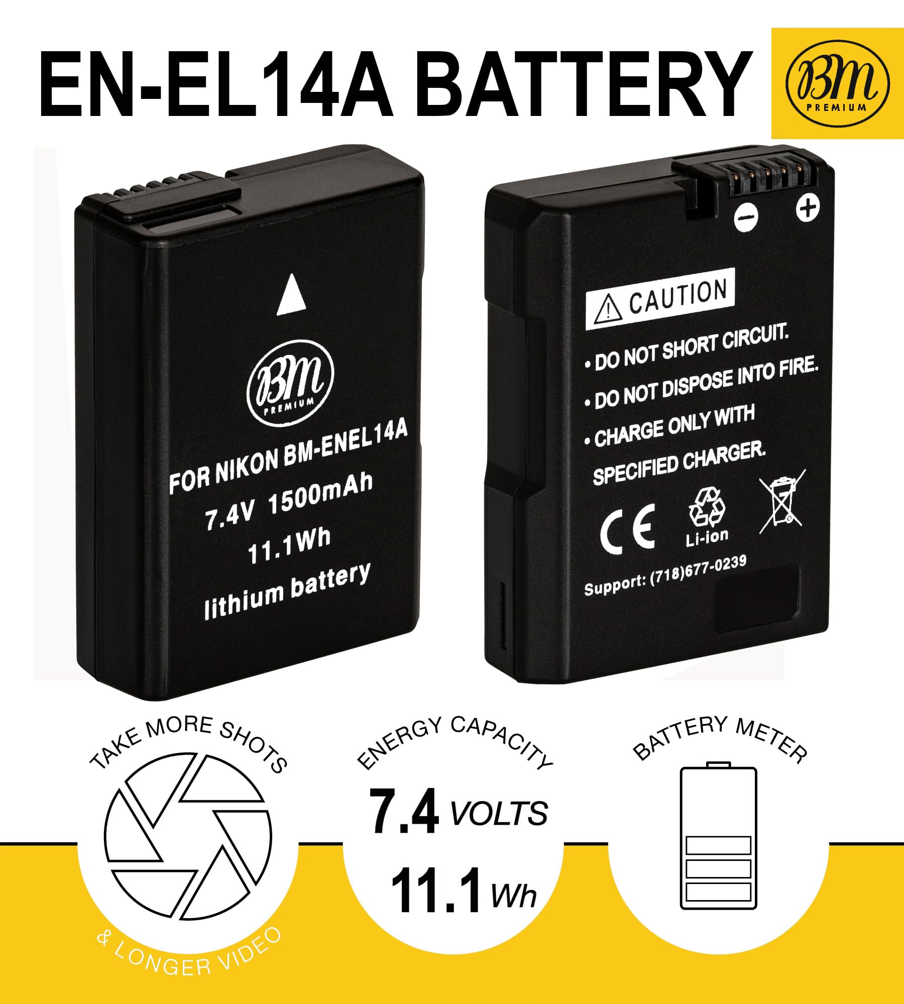 Bm Premium 2 Pack Of En El14A Batteries And Dual Bay Battery Charger For Nikon D3100, D3200, D3300, D3400, D3500, D5100, D5200,