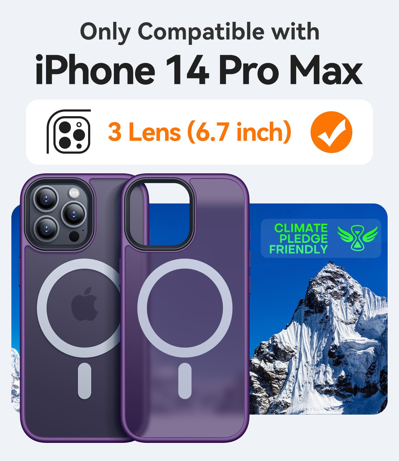 Canshn Magnetic Compatible With Magsafe Iphone 14 Pro Max Case [Translucent Matte] [Compatible With Magsafe] Slim Thin Shockproo