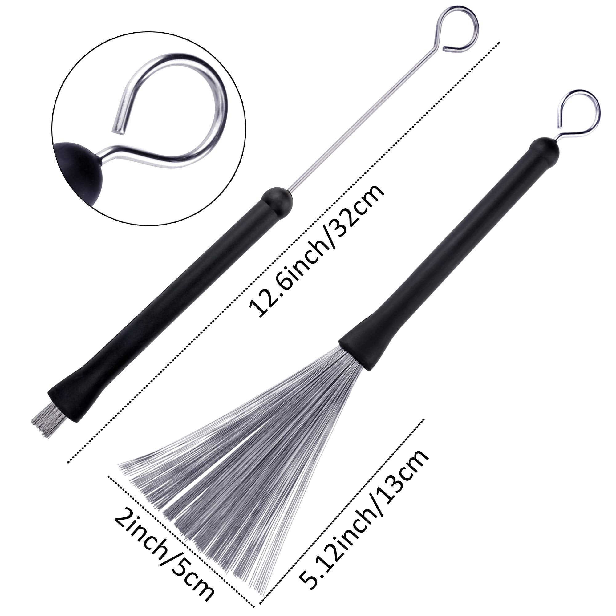 Augshy Drum Stick Set,3 Pairs 5A Hard Maple Wood Drum Sticks And 1 Pair Retractable Drum Wire Brushes With A Storage Bag Drum Ac