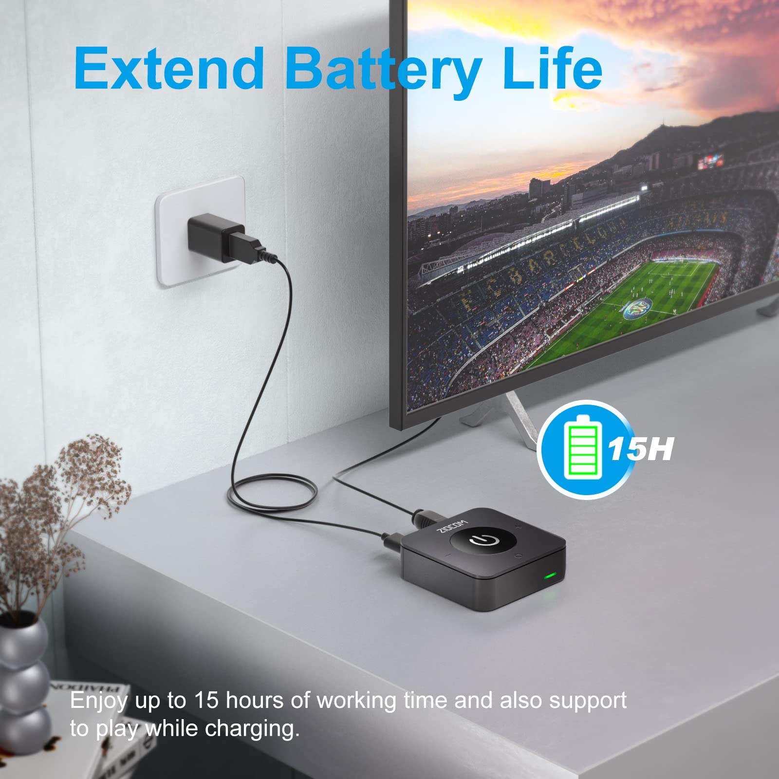 Ziocom Bluetooth 5.0 Transmitter Receiver, 2 In 1 Wireless Audio Adapter For Tv/Pc/ Mp3/ Speaker/Home Stereo (Optical, 3.5Mm Aux, Rca), Pairs 2 Devices Simultaneously