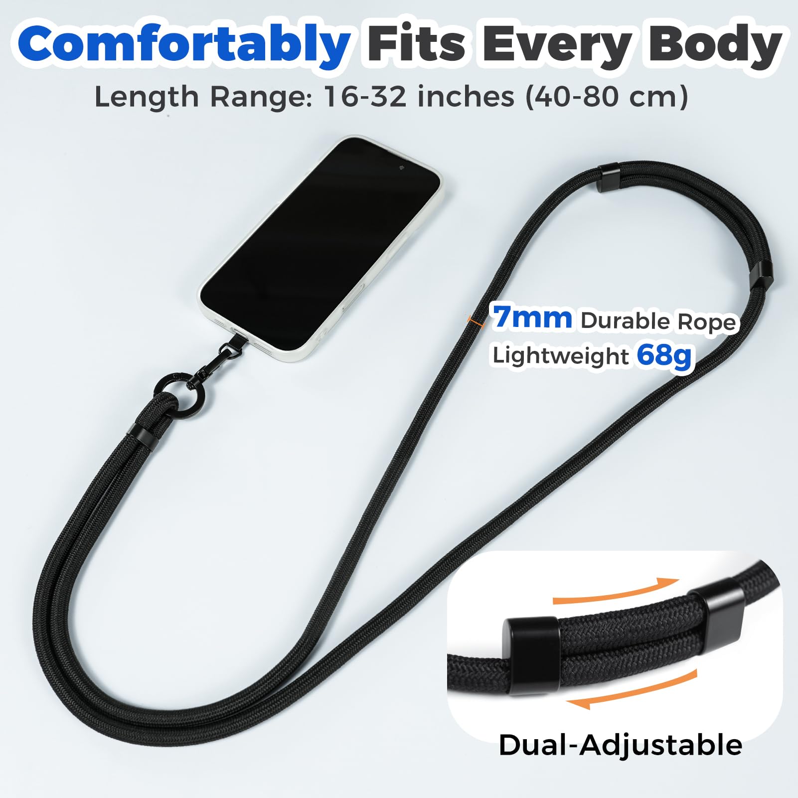 Moyad Crossbody Phone Lanyard, Anti-Theft Cell Phone Strap With 2 Pack Tether Tab For Iphone & Android Cellphones, Universal Adj