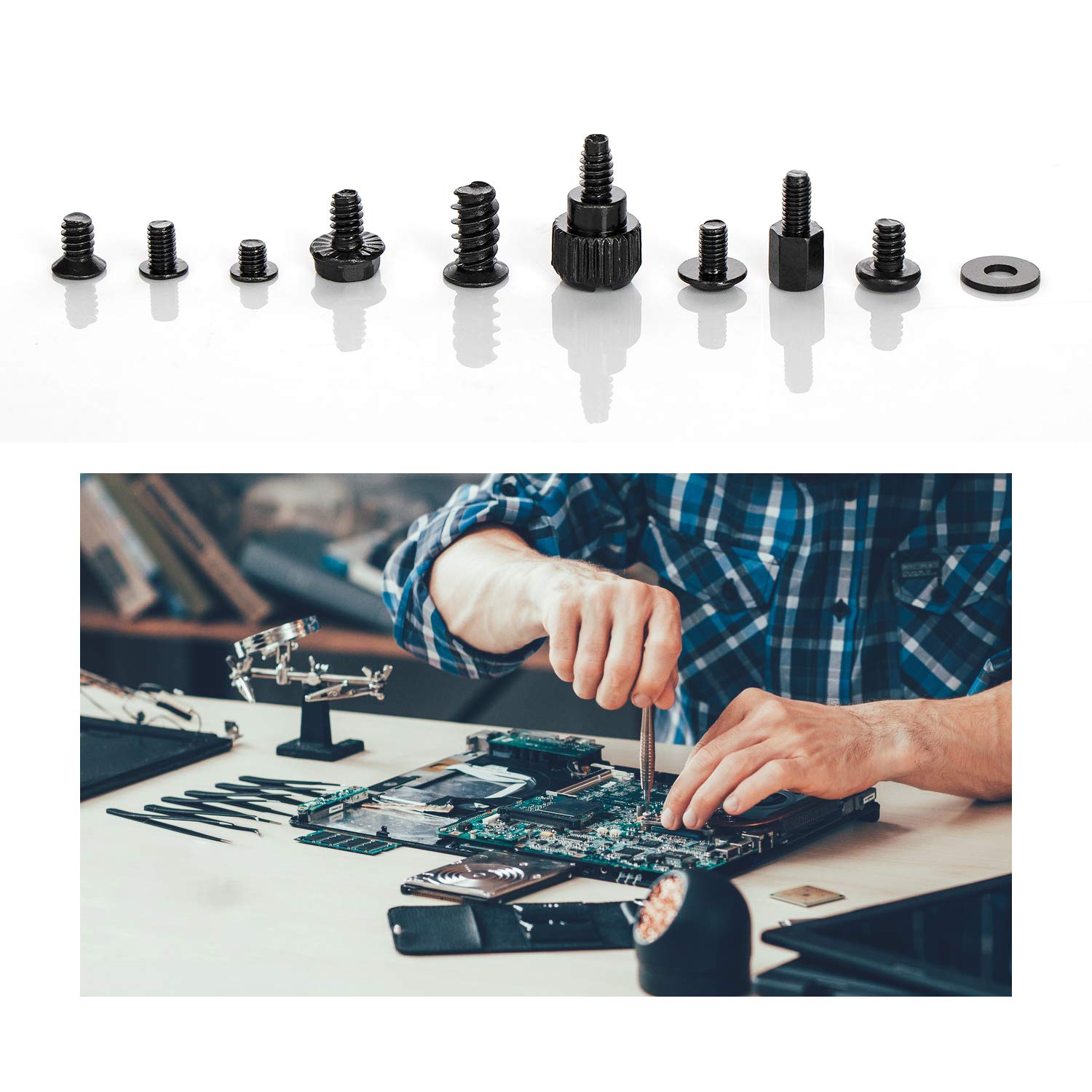 Vapker 420Pcs Computer Screw Set Pc Motherboard Screws Spacers For Universal Motherboard Pc Case Fan Cd Rom Hard Disk Notebook