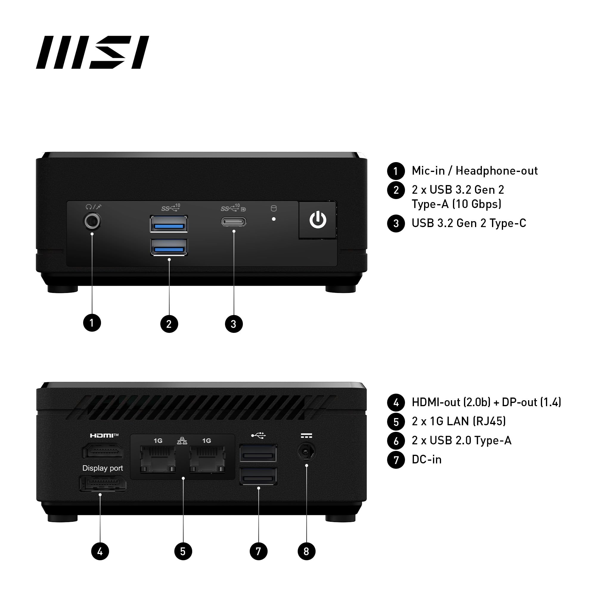 Msi Cubi N Adl Mini Pc: Intel Pentium N200, Wi-Fi, Thunderbolt Type-C, Black, Non-Os/Barebone: Adl-019Bus