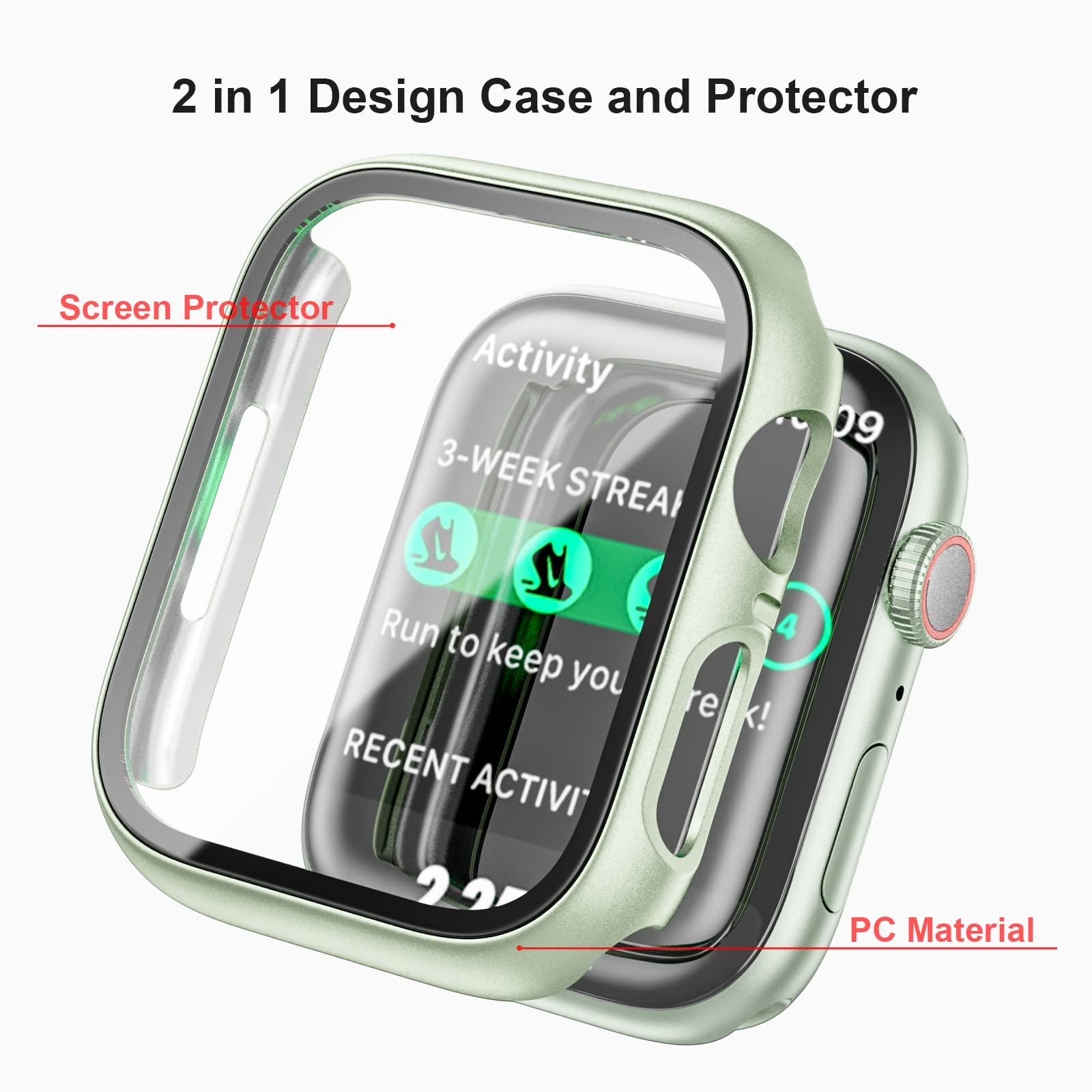 Haojavo 5 Pack Case With Tempered Glass Screen Protector For Apple Watch Series 9 8 7 41Mm, Pc Hard Ultra Thin Slim Fit Scratch