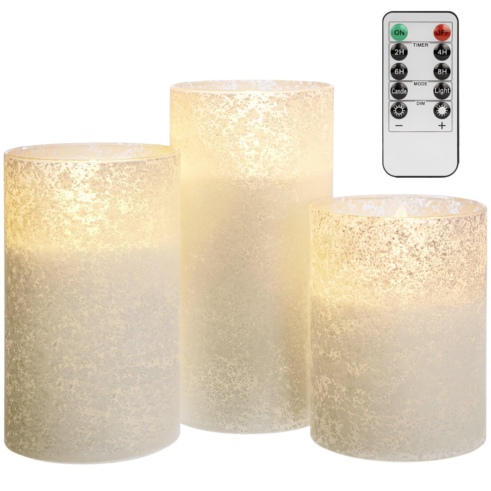 Mingfuxin Flameless Candles, Battery Operated Candles, 2024 Led Indoor Glass Flameless Candle With Remote & Timer For Bedroom, B