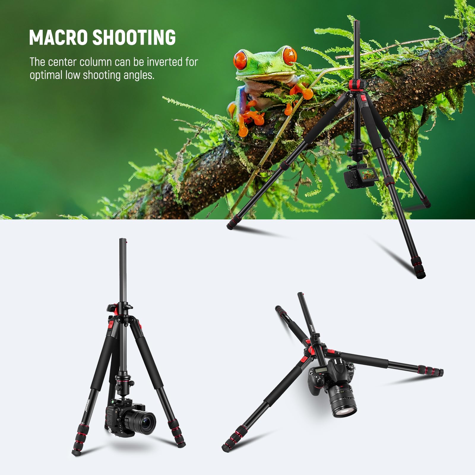 Neewer 72 Inch Camera Tripod Monopod With Center Column And Ball Head Aluminum, Arca Type Qr Plate, Bag, Horizontal Tripod Overh