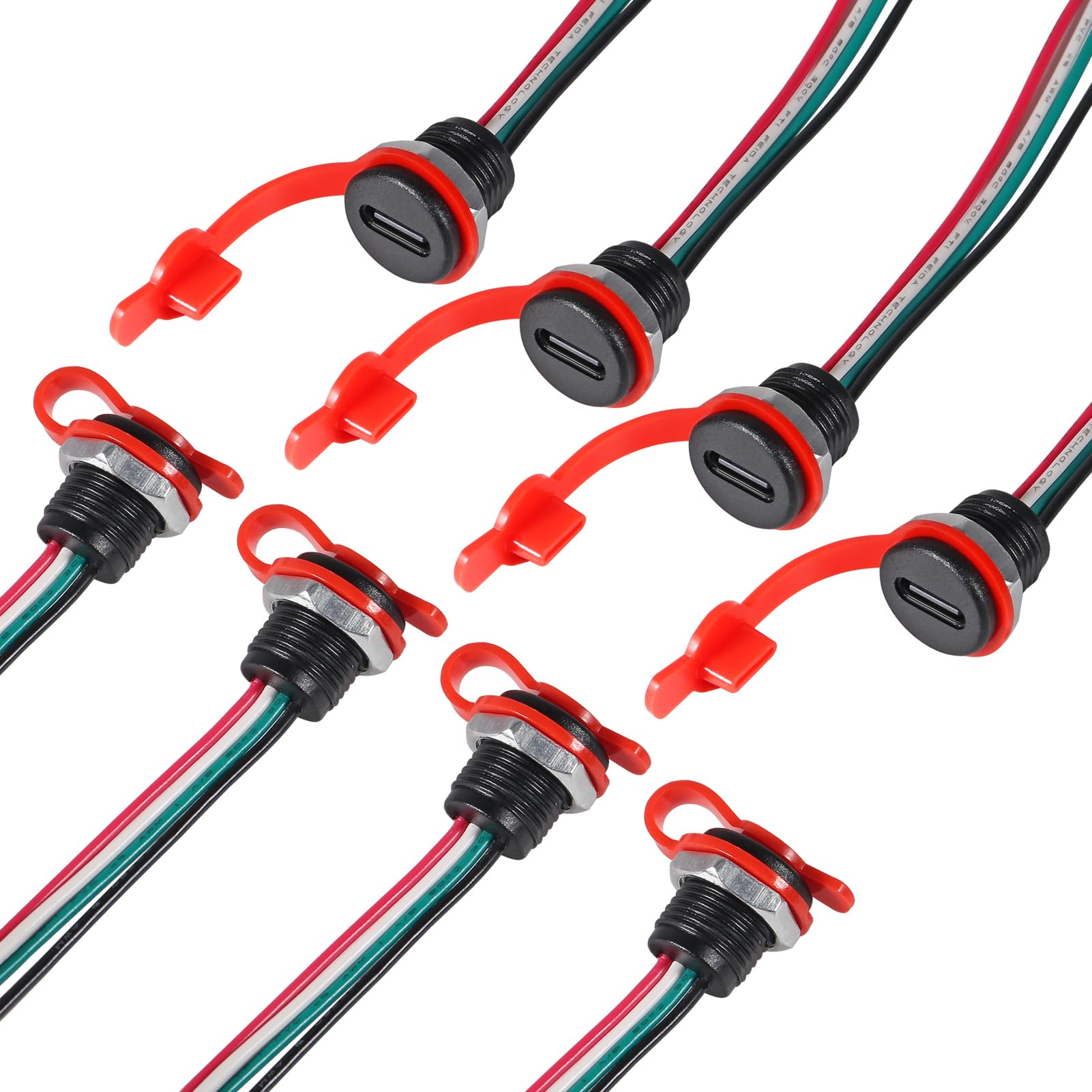 Xiitia 8Pcs Type C Female Chassis 4 Pin Type C Female Socket Connector Waterproof Jack Female Charging Port 3A Usb C Charger Plu