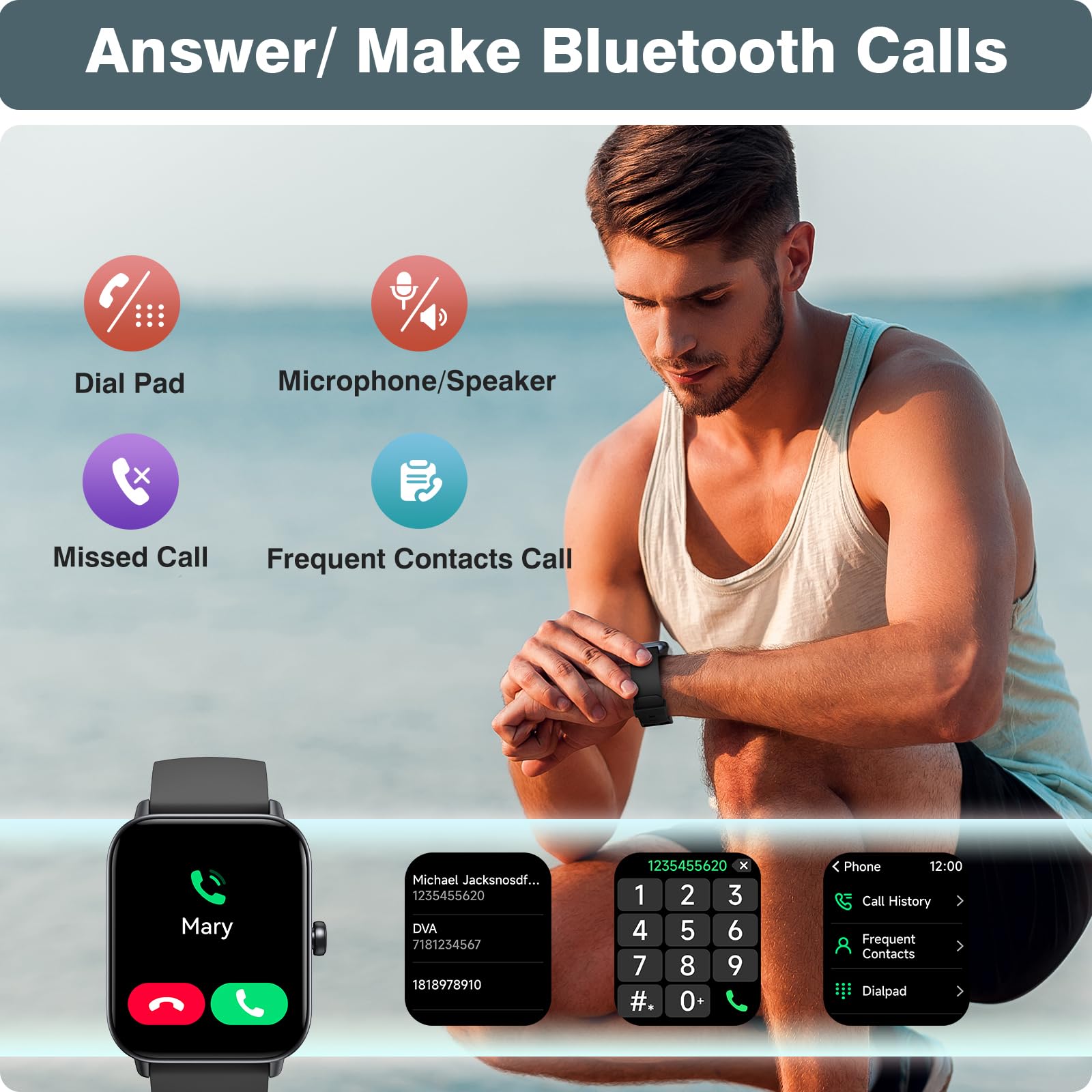 Smart Watches For Men Women Iphone & Android, Alexa Bulit-In, 1.8 '' Touch Screen Smart Watch With Answer/Make Calls, Fitness Tr