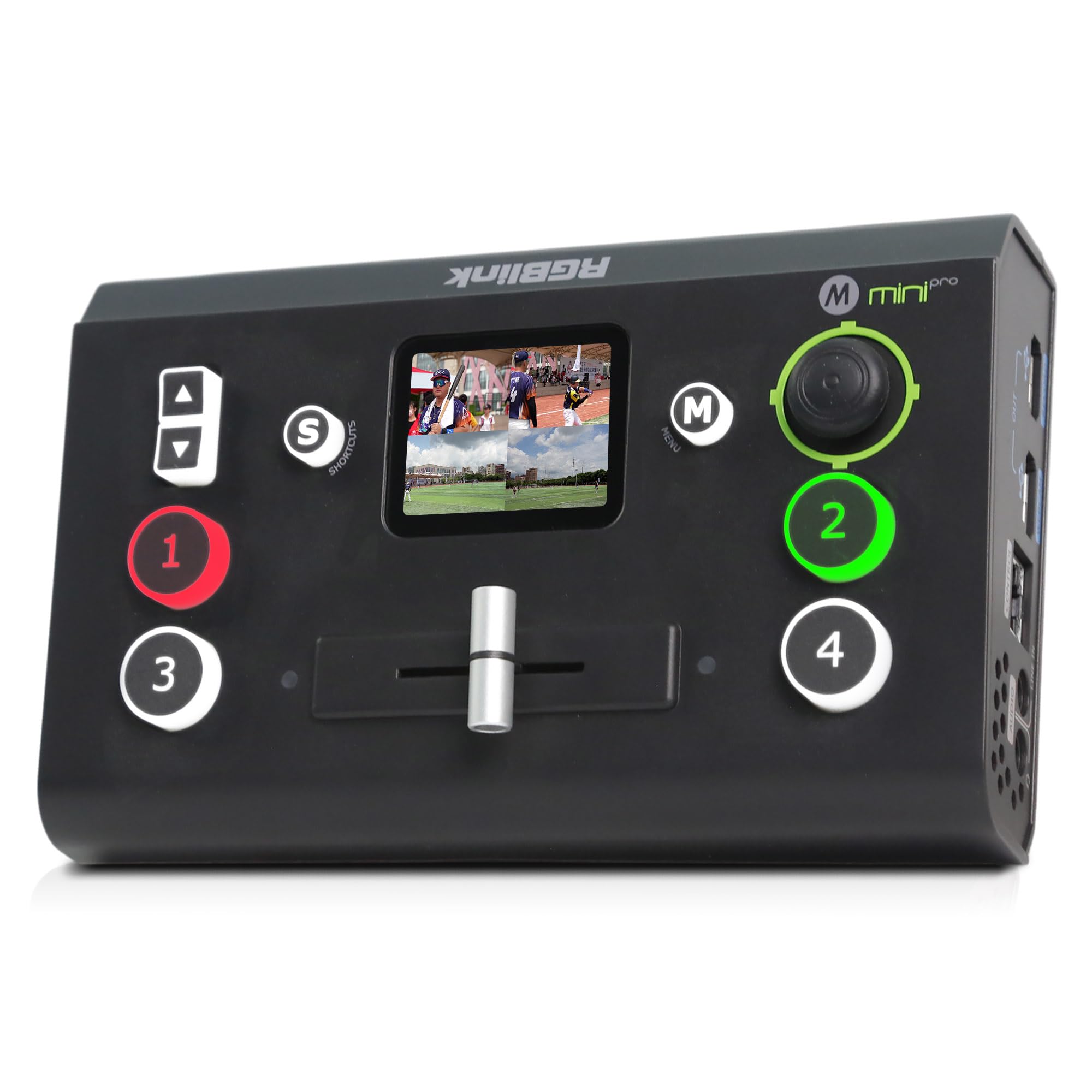 RGBlink Mini-pro V2 Video Switcher with 4 x 4K HDMI Inputs 1HDMI/USB3.0 Outputs Multi Camera Video Mixer Switcher with 2 Inch Touch Screen Ideal for Live Streaming Worship Gamers Live Events - Black-New