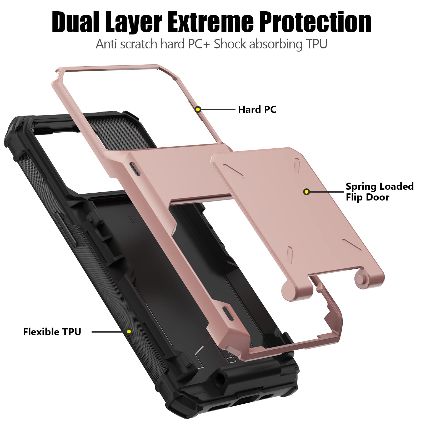 Nvollnoe For Iphone 14 Pro Case With Card Holder[Store 5 Cards] Dual Layer Heavy Duty Shockproof Iphone 14 Pro Wallet Case With