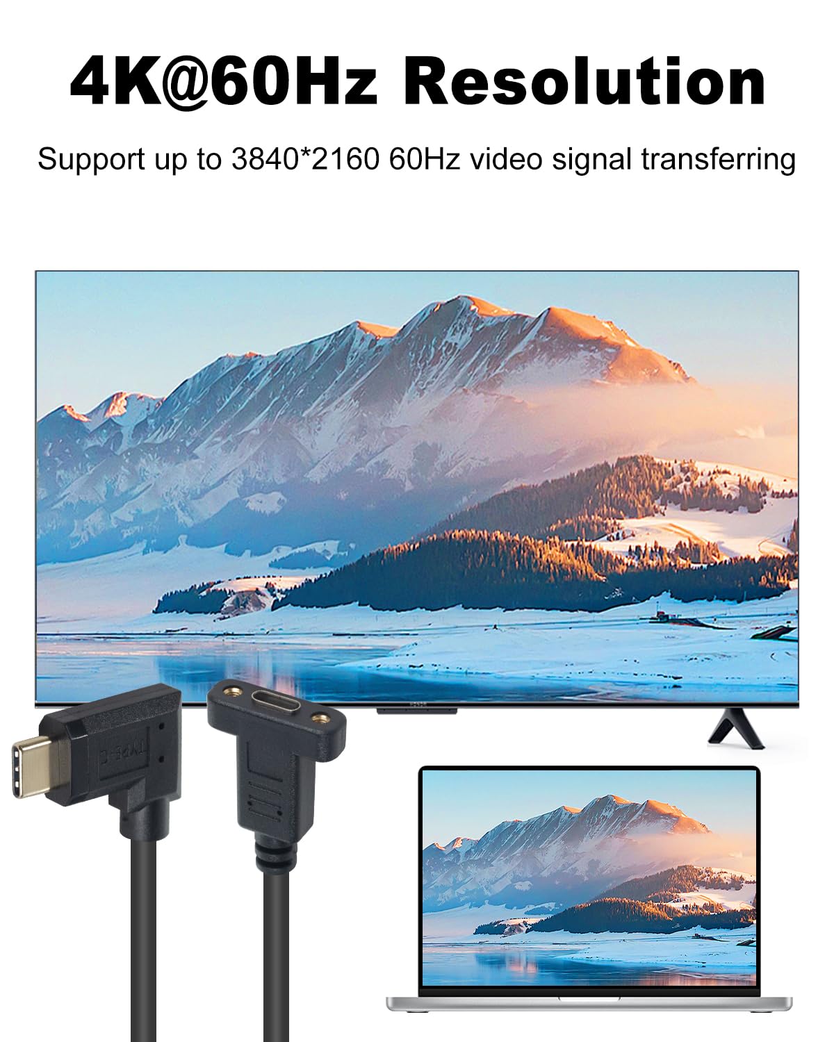 Poyiccot Usb C Male To Female Extension Cable 1Feet/30Cm, Right& Left Angled 90 Degree Usb 3.1 Type C Extender Charging & Sync C