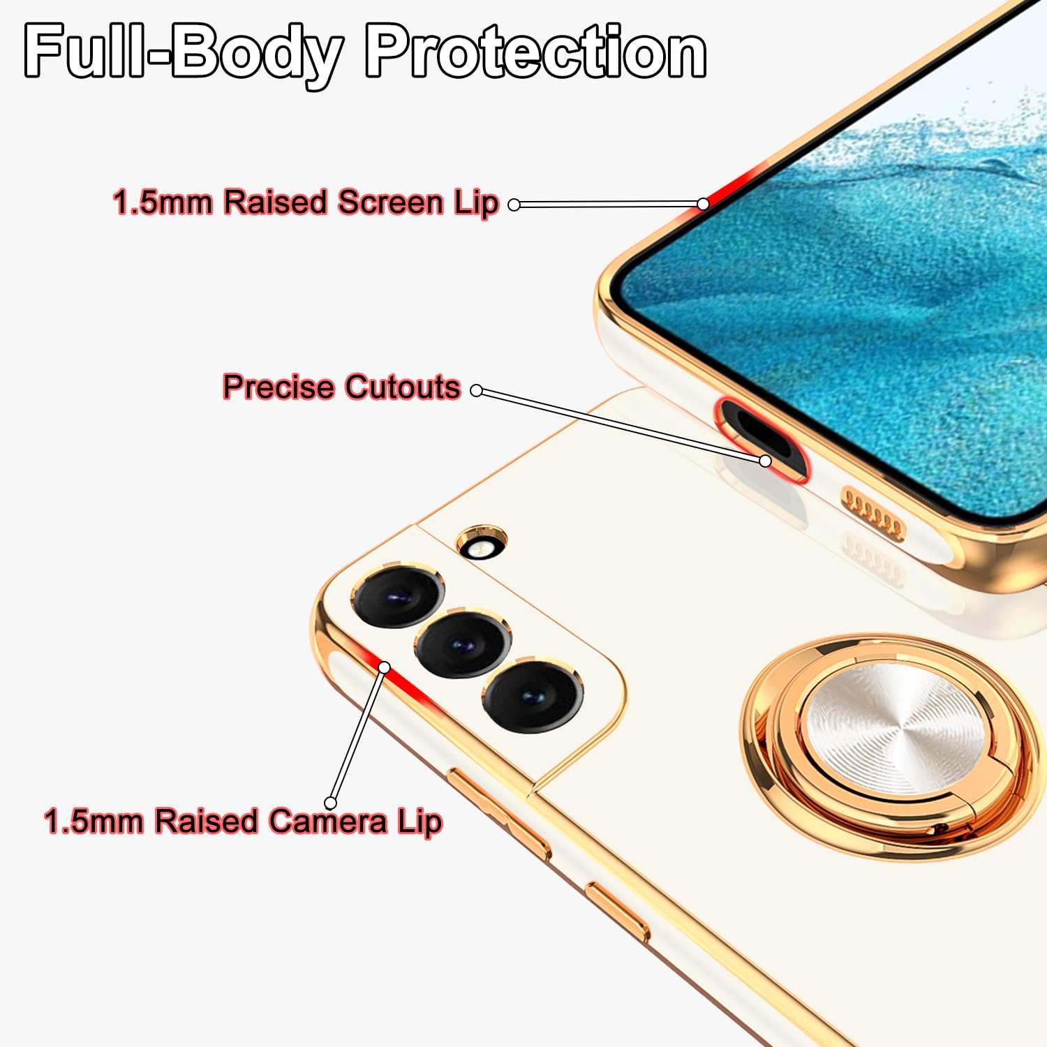 Tnarru Designed For Samsung Galaxy S22 Case With Ring Stand, Support Magnetic Car Mount Rotating Finger Holder Soft Tpu Cover Pl