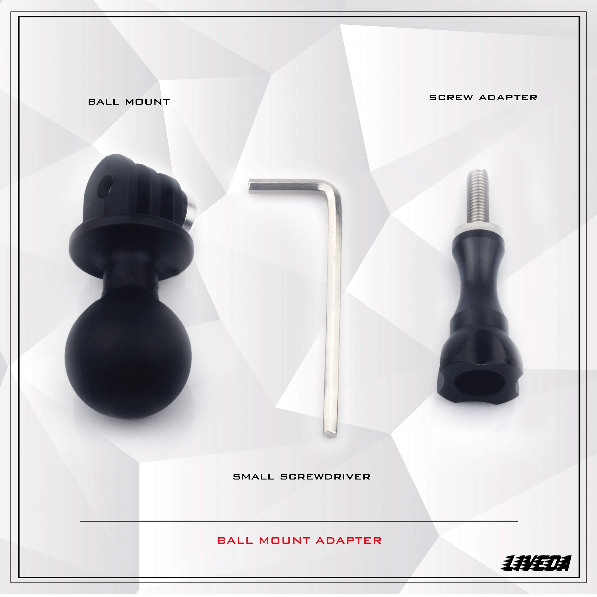 Ball Mount Adapter Compatible Gopro Hero Series/Akaso/Sjcam/Dji/Osmo/Action Camera, Compatible With Ram Ball Head Mounts, Rotating Ball Head Mount With Metal Screws