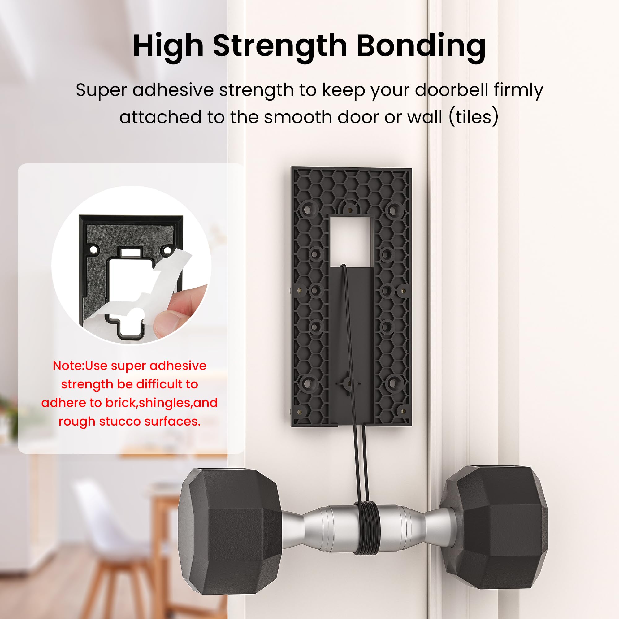 No Drill Adhesive Doorbell Mount Compatible With Ring Video Doorbell 4 /Battery Doorbell Plus/Pro, Door Mounting Holder Bracket