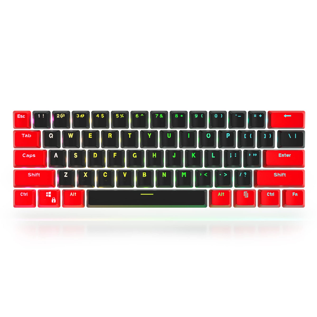 Guffercty Kred Gtsp Red And Black Keycaps 60 Percent Pbt Key Cap Set With 625U Space Key For Cherry Mx Gateron Kailh Switches Gk