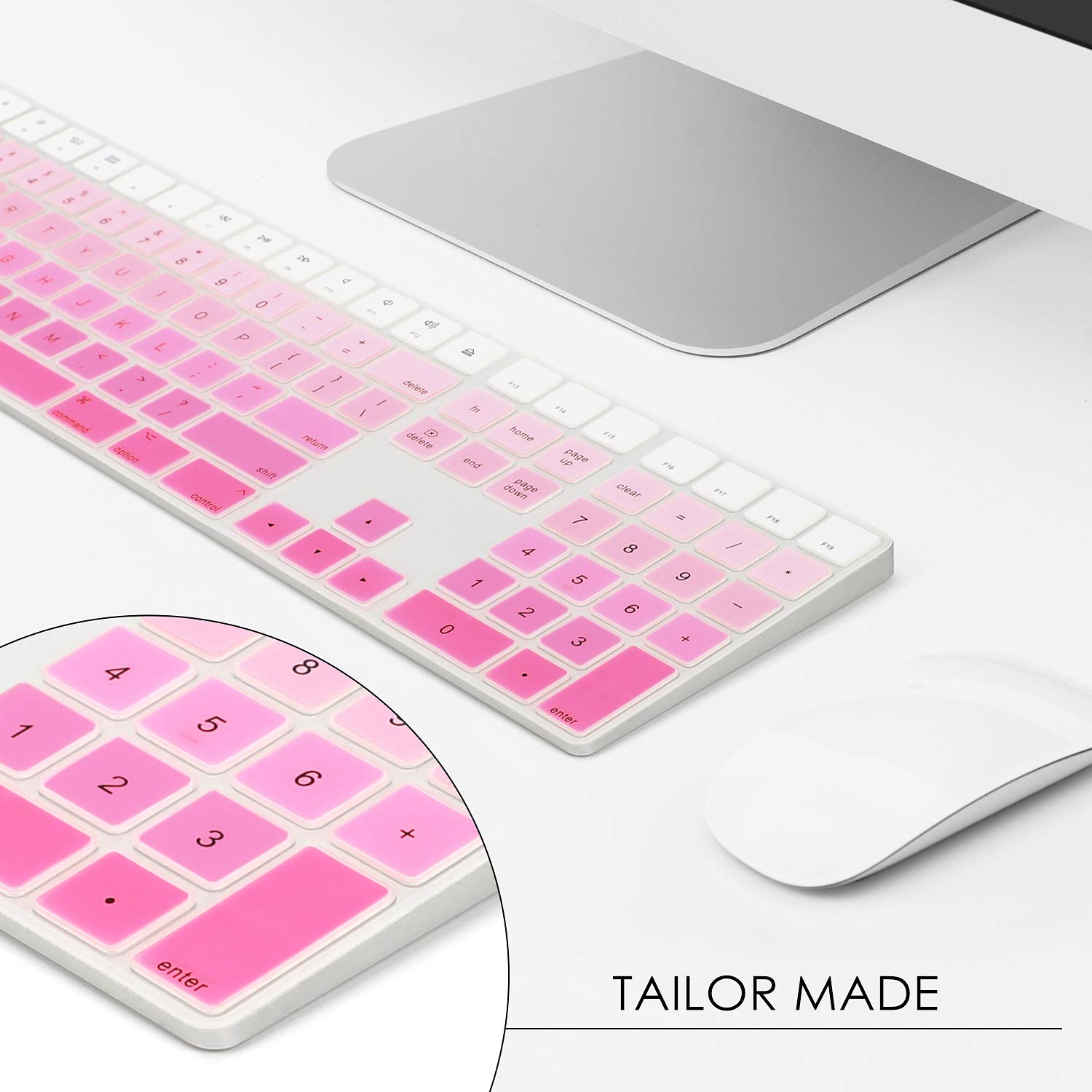 Allinside Ombre Pink Cover For Apple Imac Magic Wireless Bluetooth Keyboard With Numeric Keypad Mq052Ll/A A1843 Us Layout