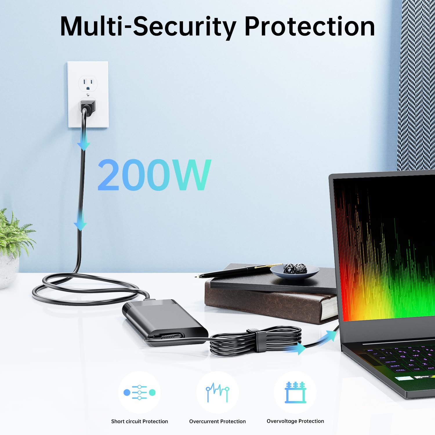 200W Omen Charger For Hp Victus 15 16, Hp Zbook 15 17, Hp Omen 15 17, Hp Pavilion Gaming 15 16 17 Laptop 200W Hp Power Supply Tp