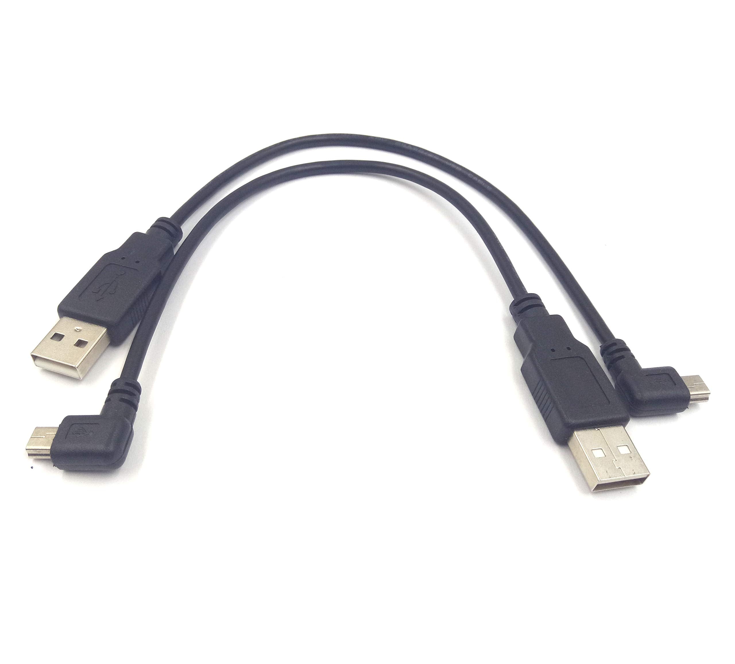 (1 Set) Mini Usb Cable, Haokiang 8 Inch Usb 2.0 Male To Mini Usb 90 Degree Angled Male Charging Cable Cord   Black (Left/Right)