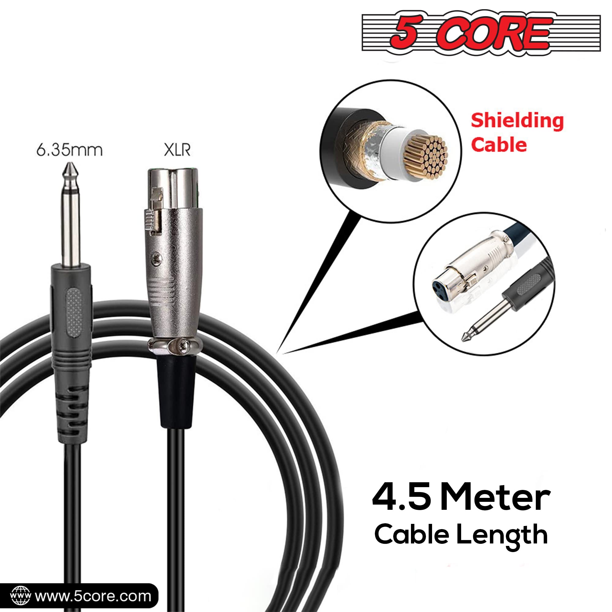 5 Core Microphone Dynamic Vocal Handheld Mic Cardioid Unidirectional Microfono W On Off Switch + Xlr Audio Cable For Singing Pm-