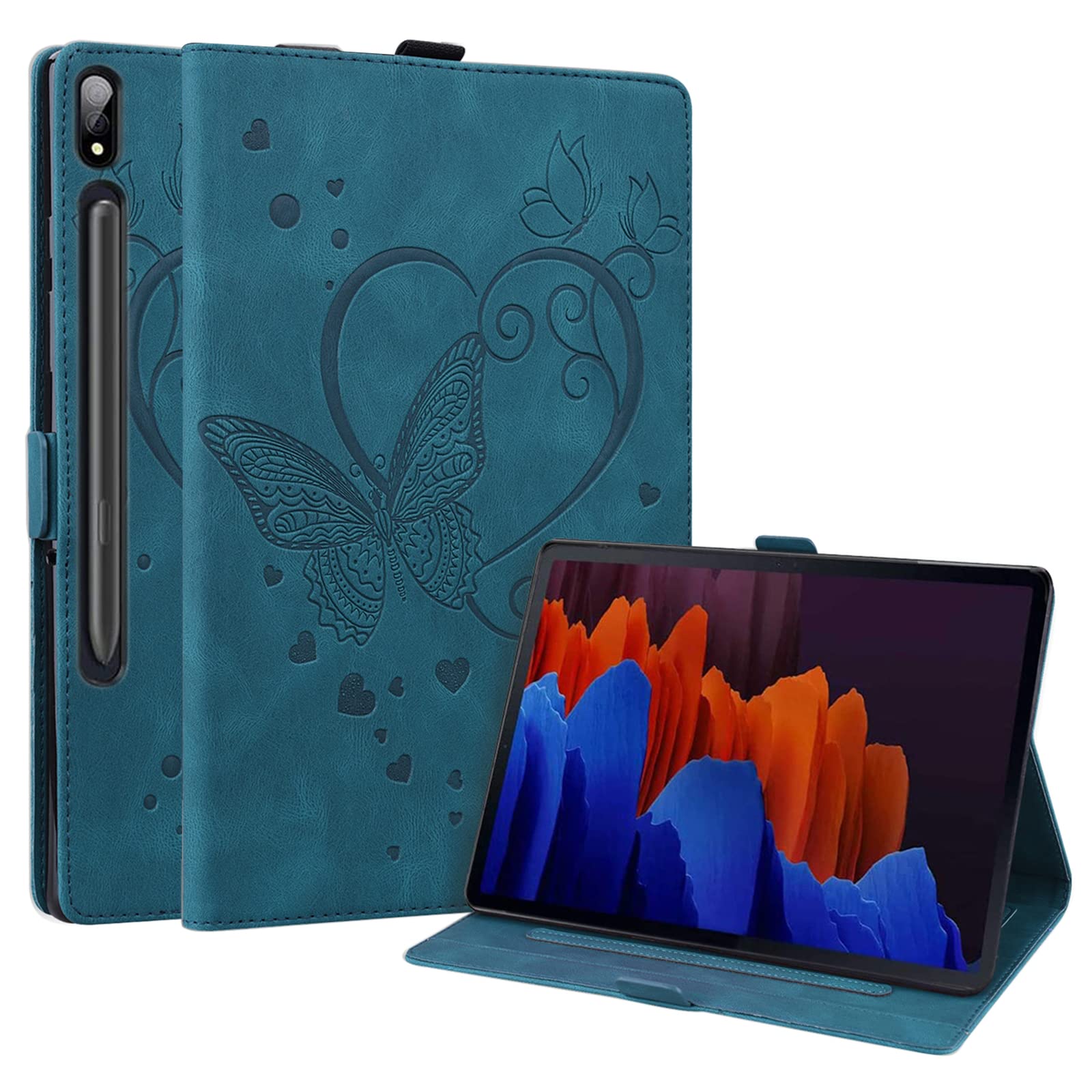 Galaxy Tab S8 Ultra Case 14.6 inch - Premium Flip Leather Smart Wake/Sleep Cover [3D Embossed Butterfly] & Multiple Angles Stand