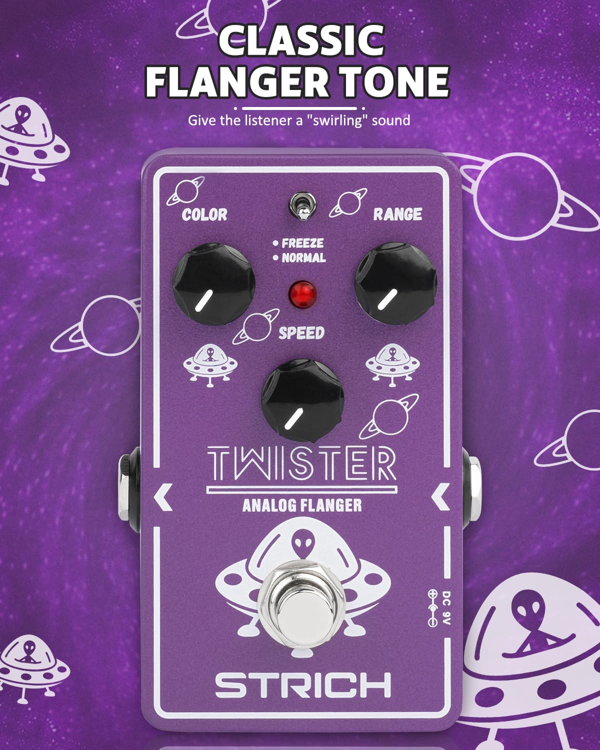 Strich Tmister Flanger Guitar Pedal For Analog Effect Pedals, 2 Modes, Best Retro Sound Effect, Classic Metallic Flanger Sounds