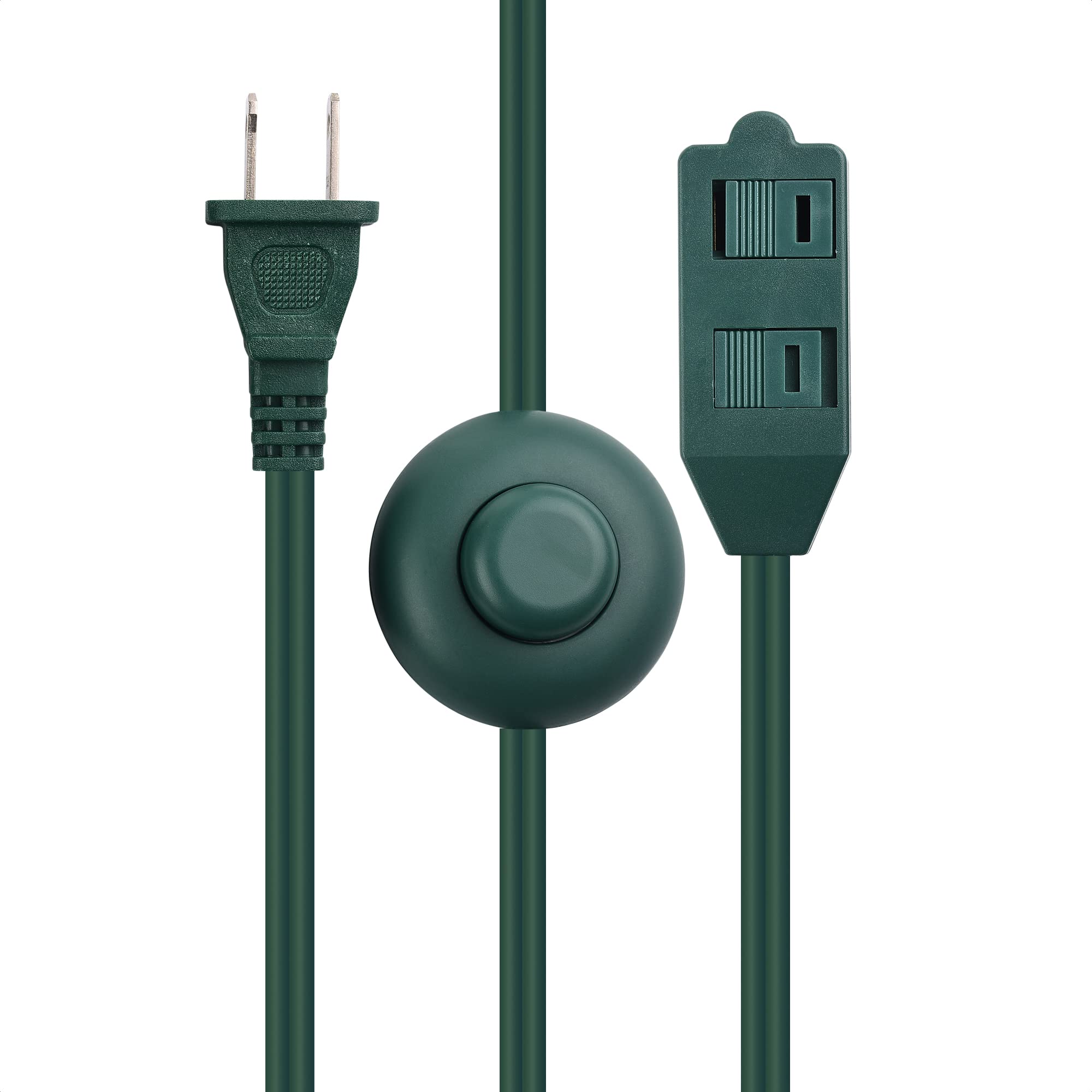 Cable Matters 3 Outlet Christmas Tree Extension Cord With Foot Switch   10Ft, Extension Cord With Switch On/Off, Green