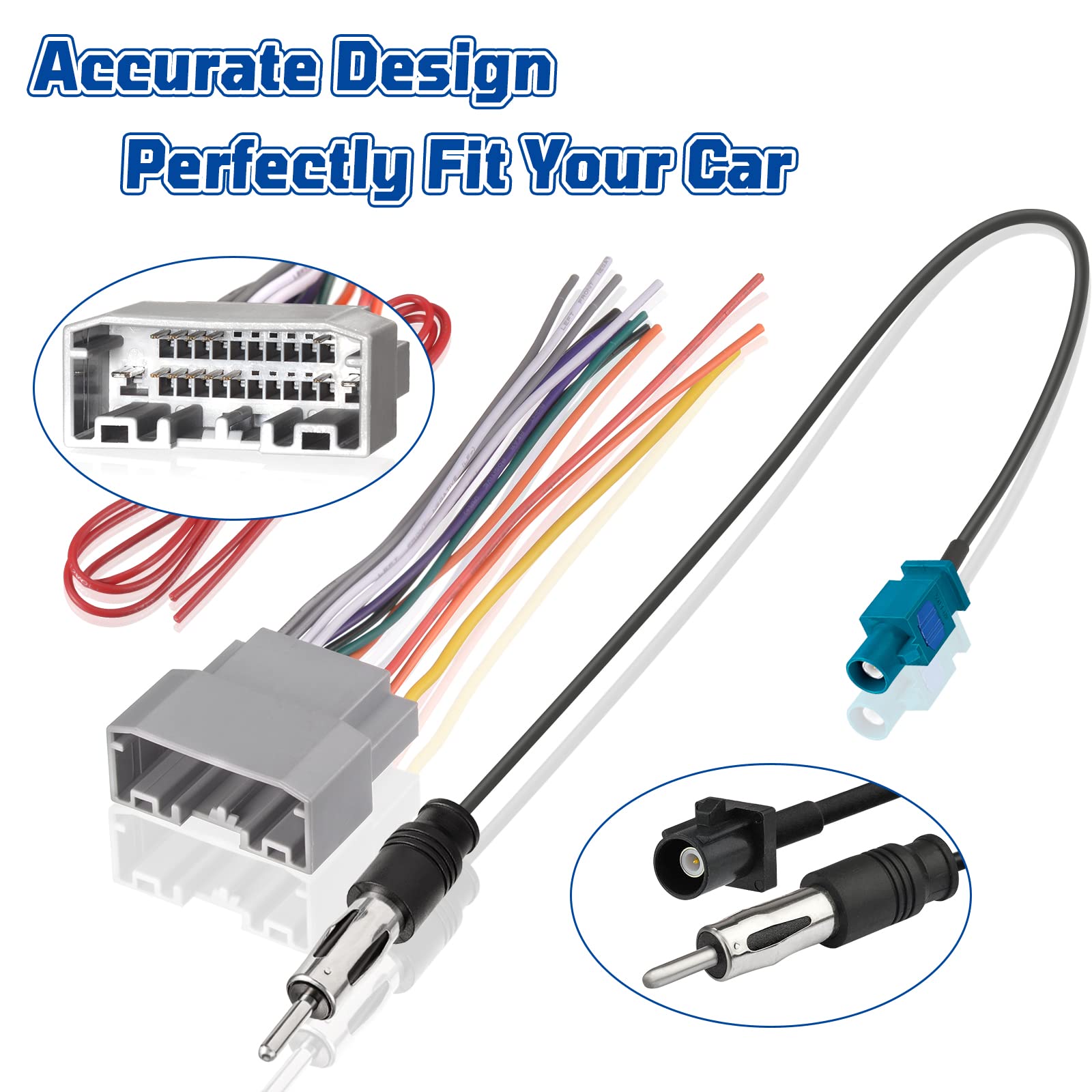 Bingfu Radio Wire Harness For Select 07-20 Chrysler Dodge Jeep Ram Volkswagen Mitsubishi Db11 Radio Wiring Harness With Antenna