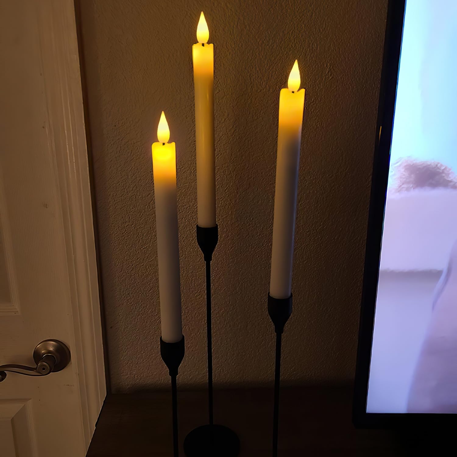 5Plots Real Wax Flameless Taper Candles, 9.6 Inches Led Candlesticks With 3D Wick, Flickering Flame Battery Operated Candles For