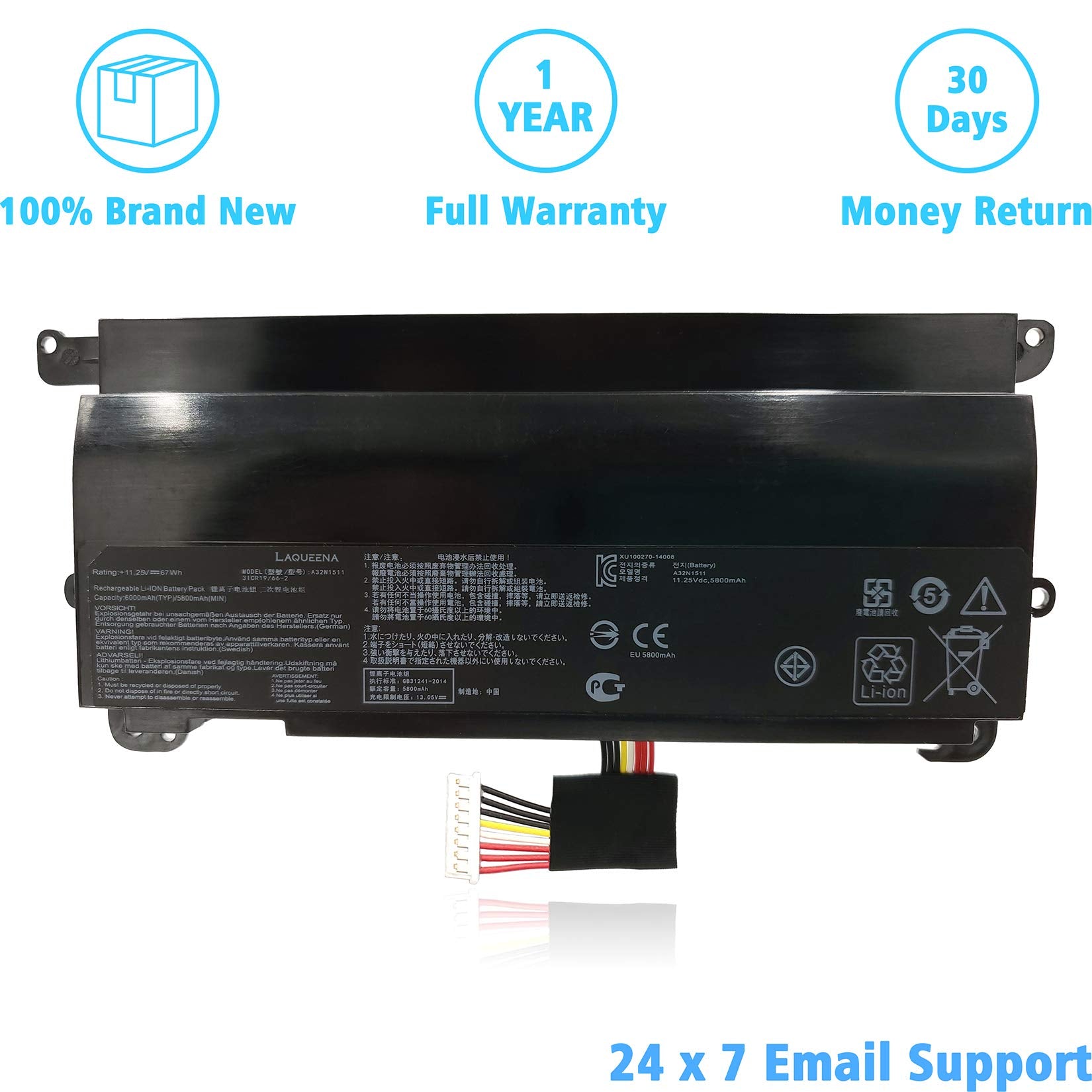 Laqueena A32N1511 Laptop Replacement Battery For Asus Rog G752 G752V G752Vl G752Vt G752Vm G752Vy G752Vs Gfx72J Gfx72Vt6700 Gfx72