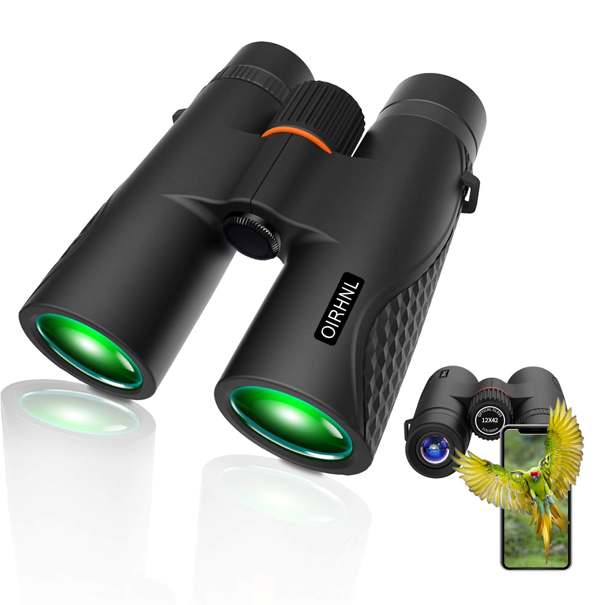 Oirhnl 12X42 Hd Binoculars For Adults High Powered,Super Bright Lightweight Waterproof Binoculars With Clear Low Light Vision Fo