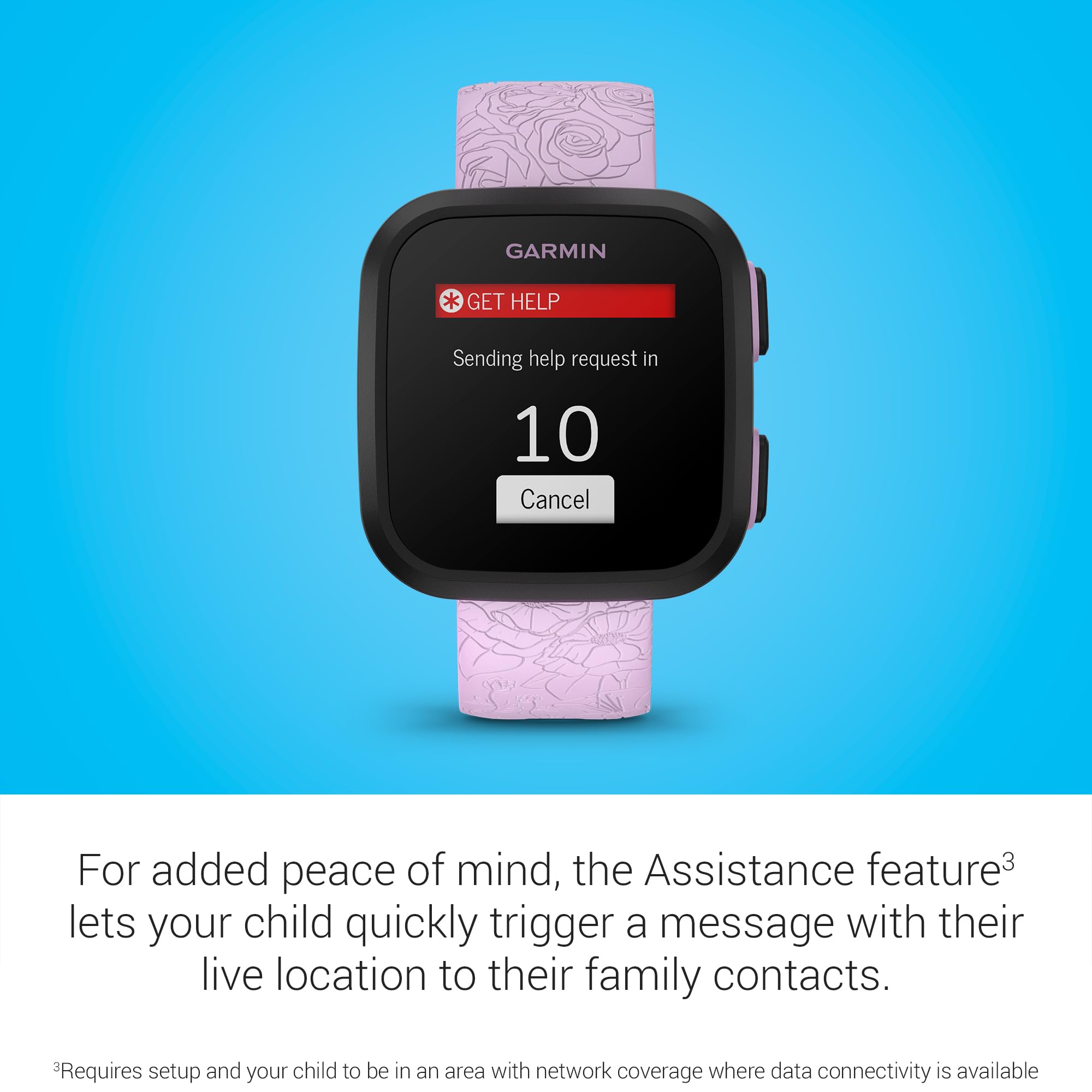 Garmin Bounce, Kids Smartwatch, Two-Way Text And Voice Messaging, Location Tracking, Lilac Floral