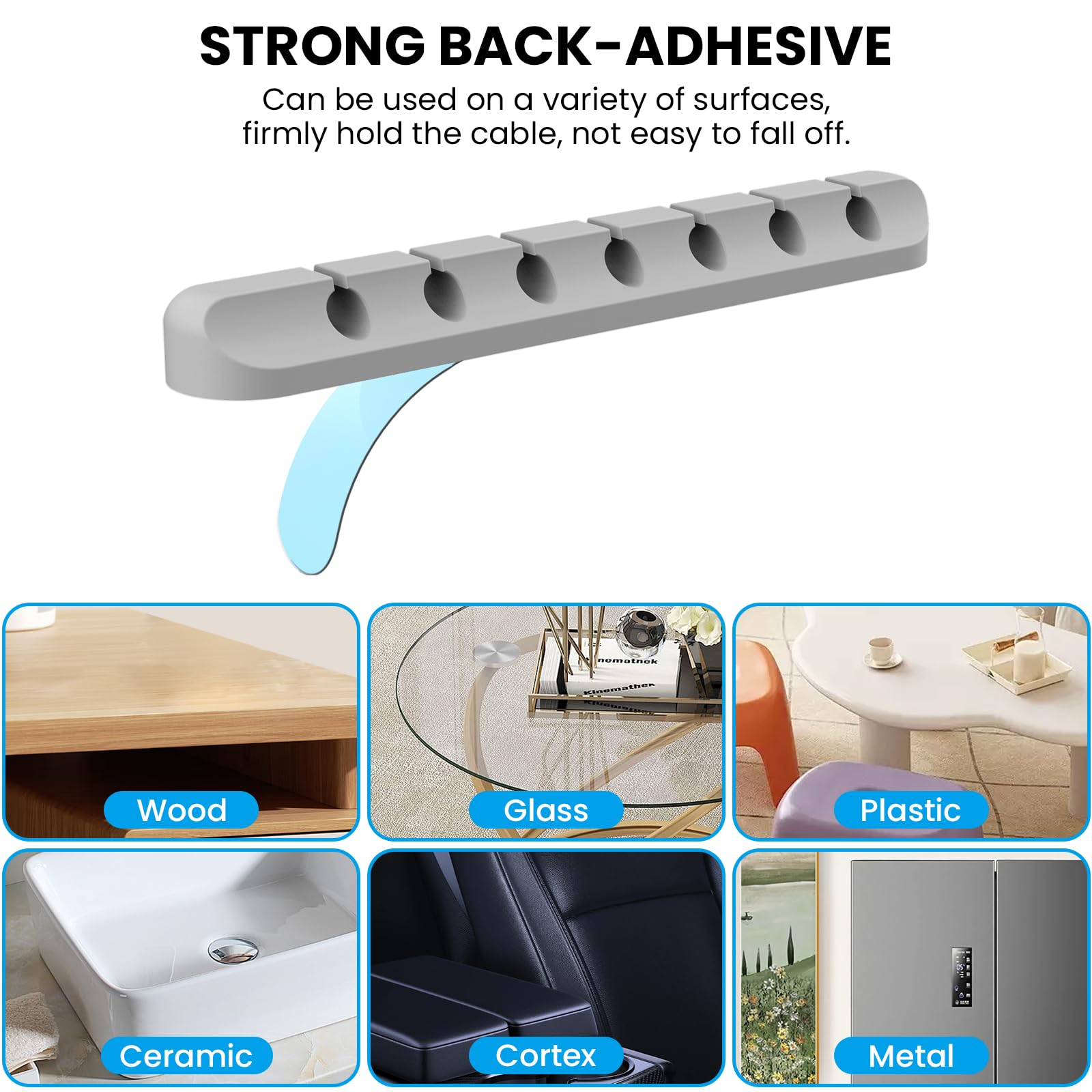 Ahastyle Cable Clips, 3 Pack Cord Holders Cable Organizer Self Adhesive Cord Keeper For Desktop Organizing Usb Cable/Nightstand