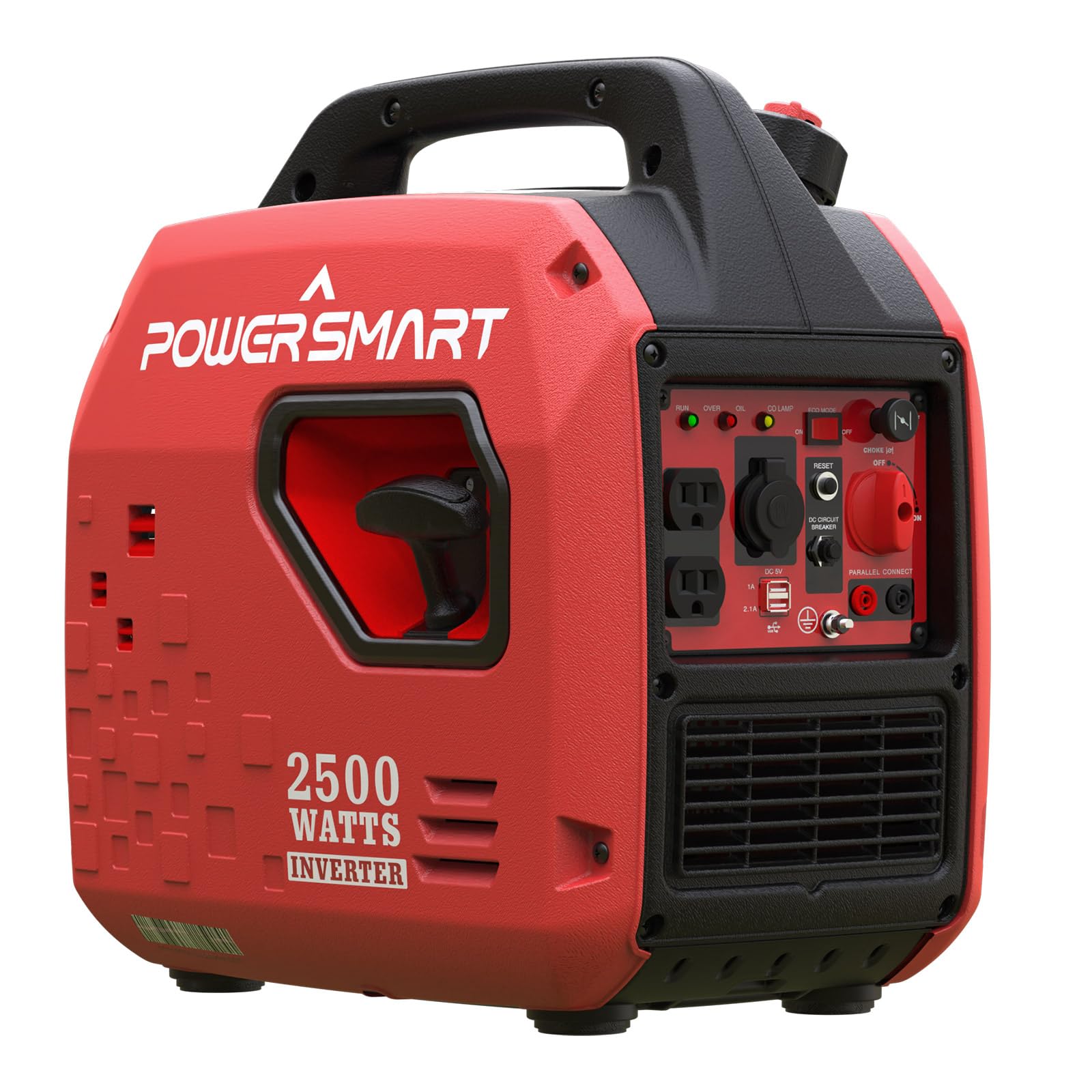 Powersmart 2500 Watt Gas Powered Portable Inverter Generator, Super Quiet For Camping, Tailgating, Home Emergency Use, Carb Comp