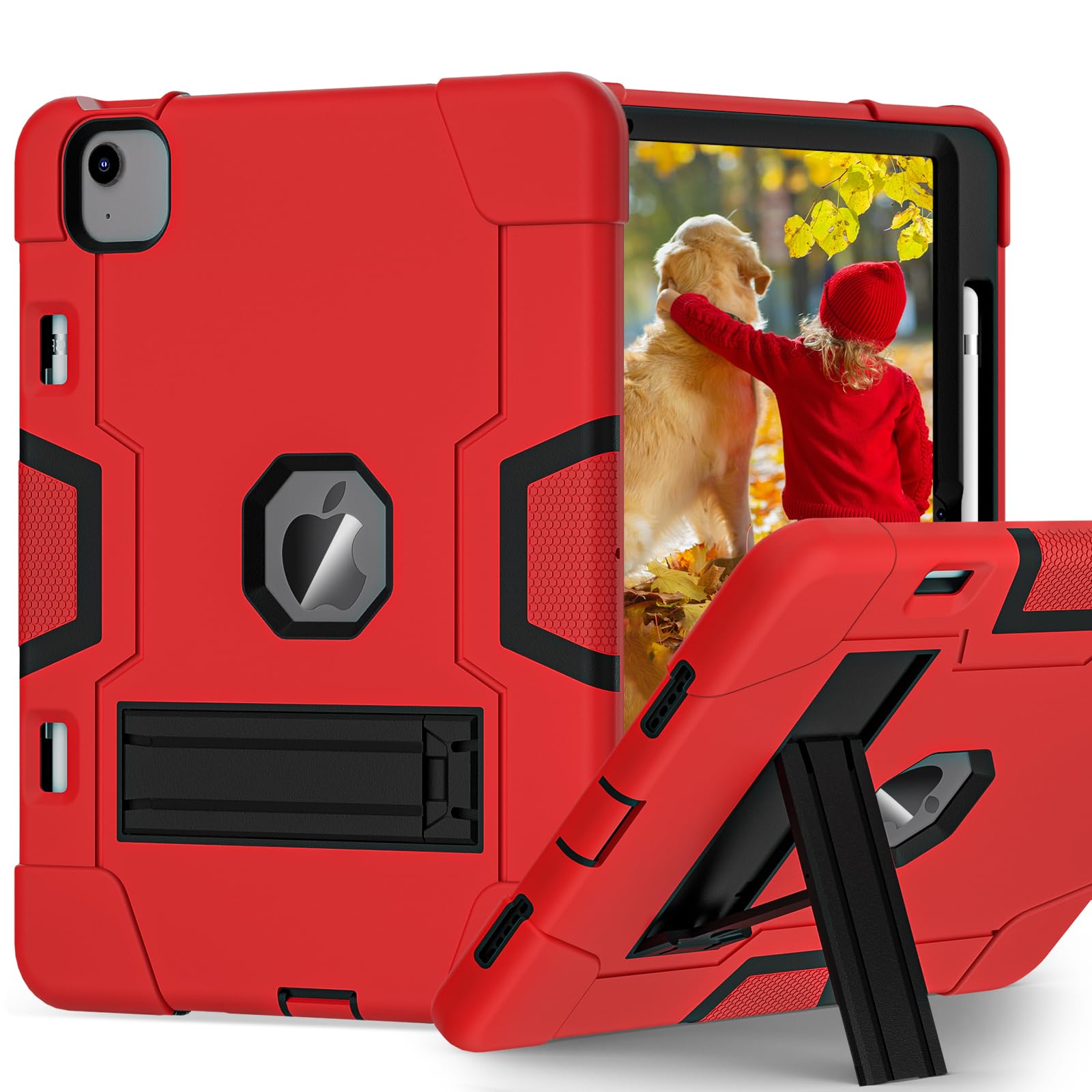 Tsqqst Cover For Ipad Air Case 11 Inch M2 2024 (6Th Gen) For Kids, Shockproof Protective Rugged Case With Pencil Holder Stand Fo