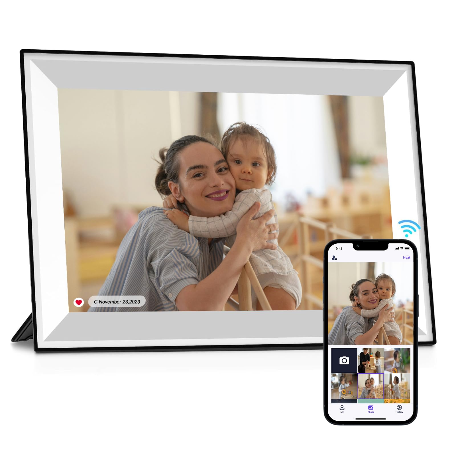 Yunpkture 10.1'' Digital Picture Frame 32Gb Smart Wifi Photo Frame,1280 * 800 Hd Ips Touch Screen,Auto Rotate,Share Photos And V