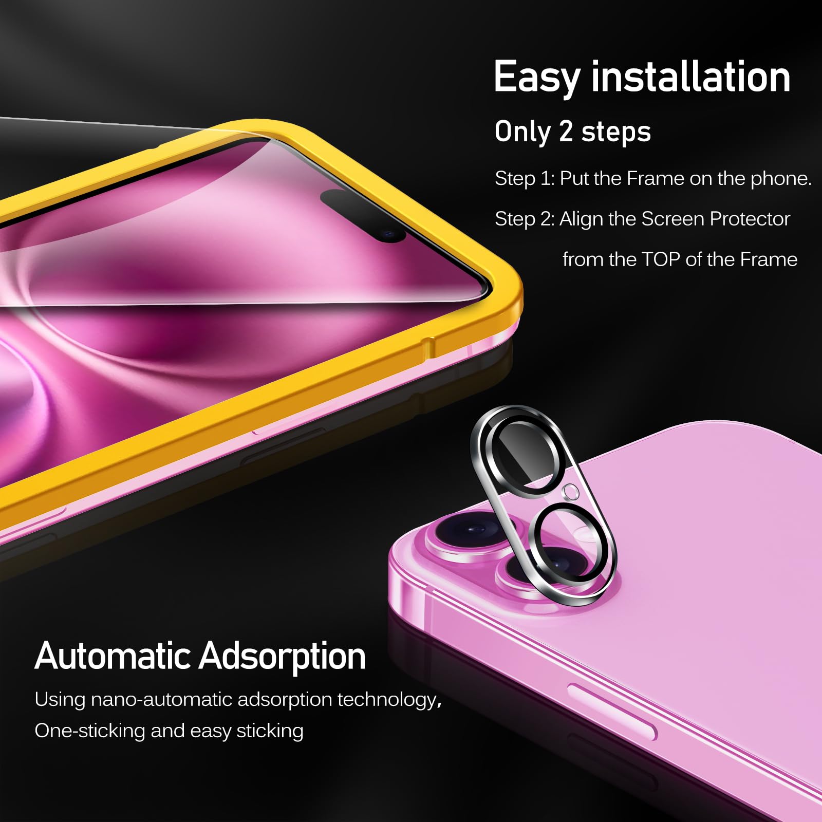 Ivoler 3+3 Pack Tempered Glass For Iphone 16 Plus 6.7'' Screen Protector [3 Pack] With [3 Pack] Camera Lens Protector With [Alig