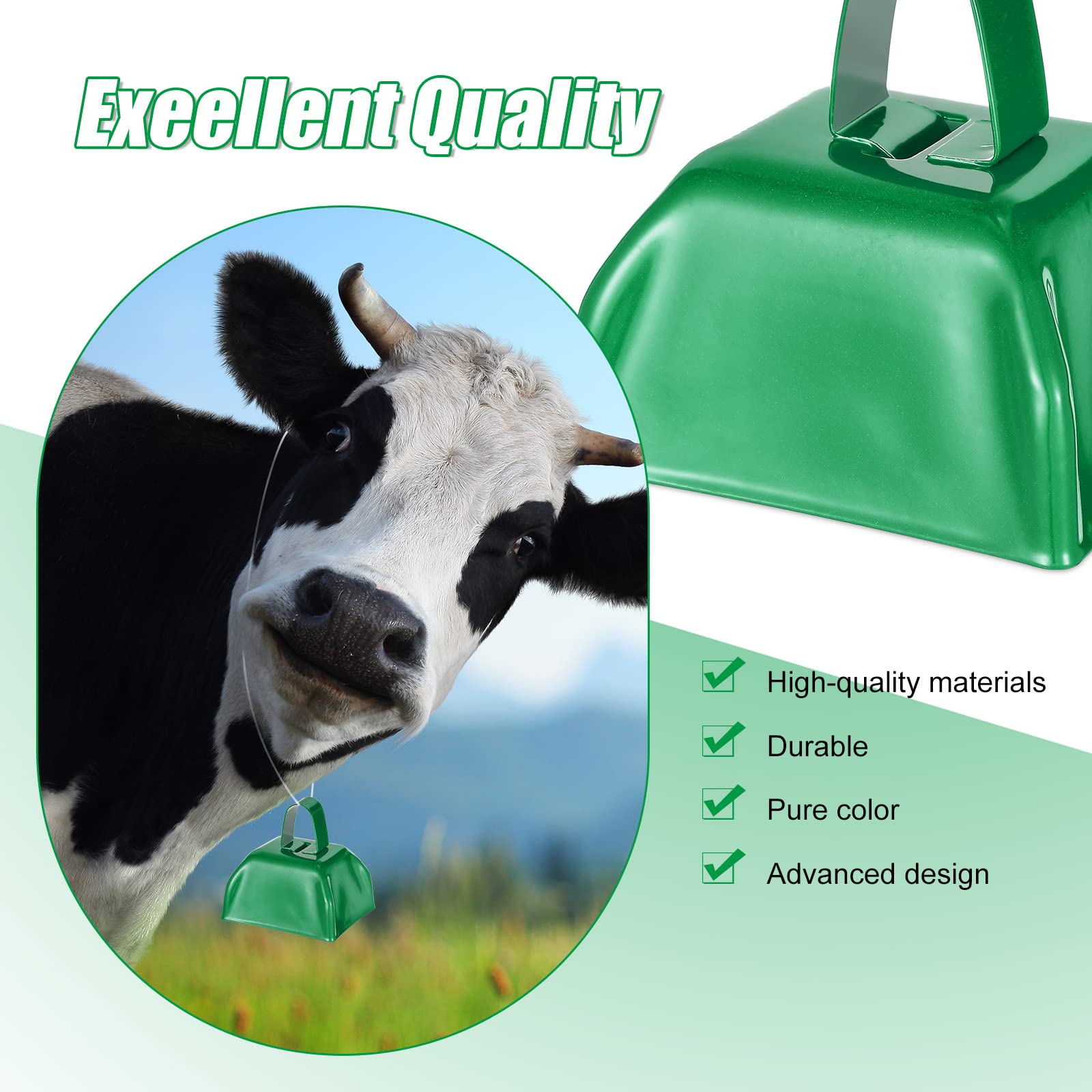 Boao 72 Pcs Metal Cowbells With Handle Cowbells Noise Makers Small Call Bells For Christmas Decorations Ornament Football Games