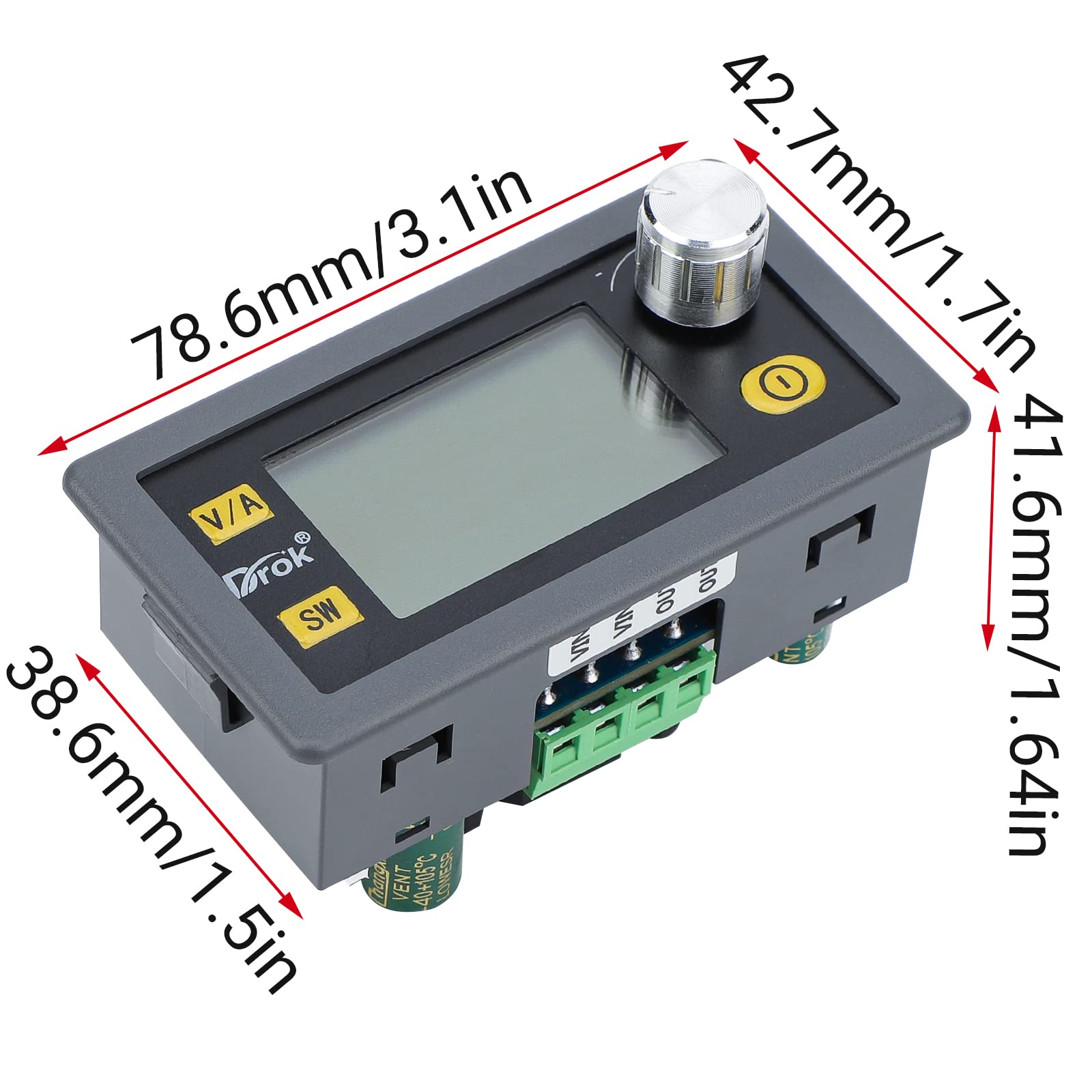 Drok Buck Boost Converter, Dc 6 36V To 0.6 36V 5A 80W Step Up Step Down Module, 5V 6V 12V 24V 30V Adjustable Voltage Regulator,